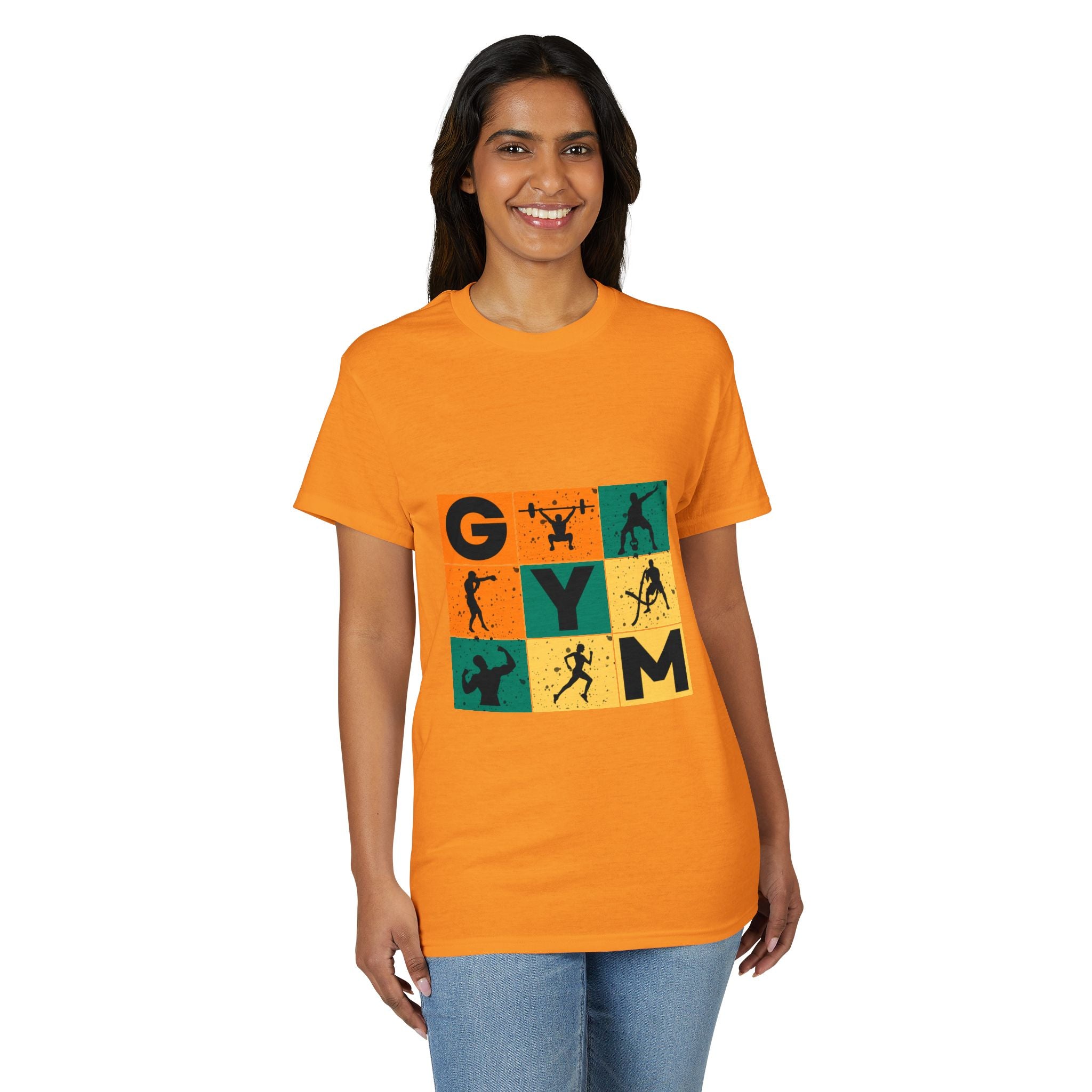 Gym Blocks Graphic T-Shirt — Retro Fitness Silhouette Tee