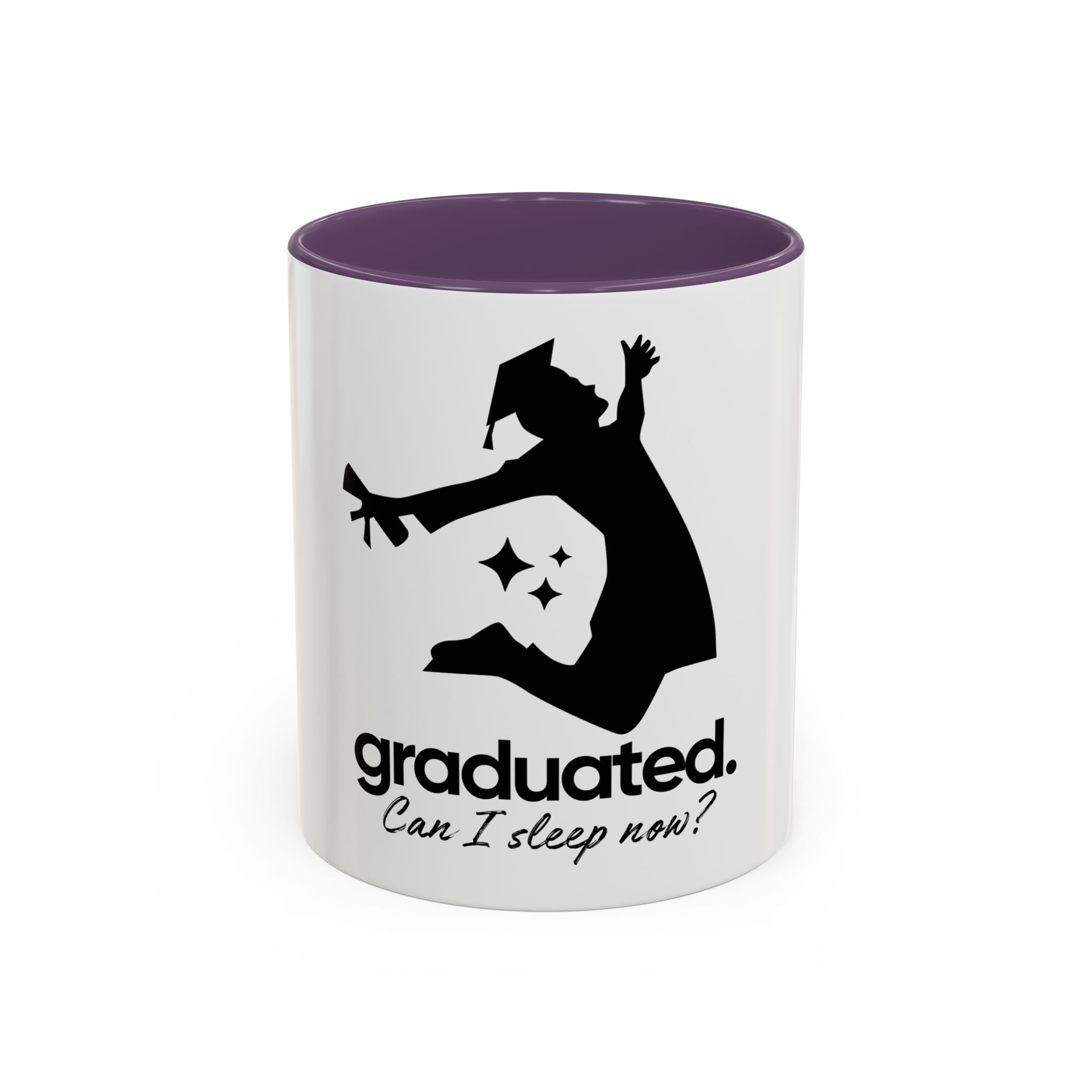 Graduation Coffee Mug — "graduated. Can I sleep now?" Accent Mug