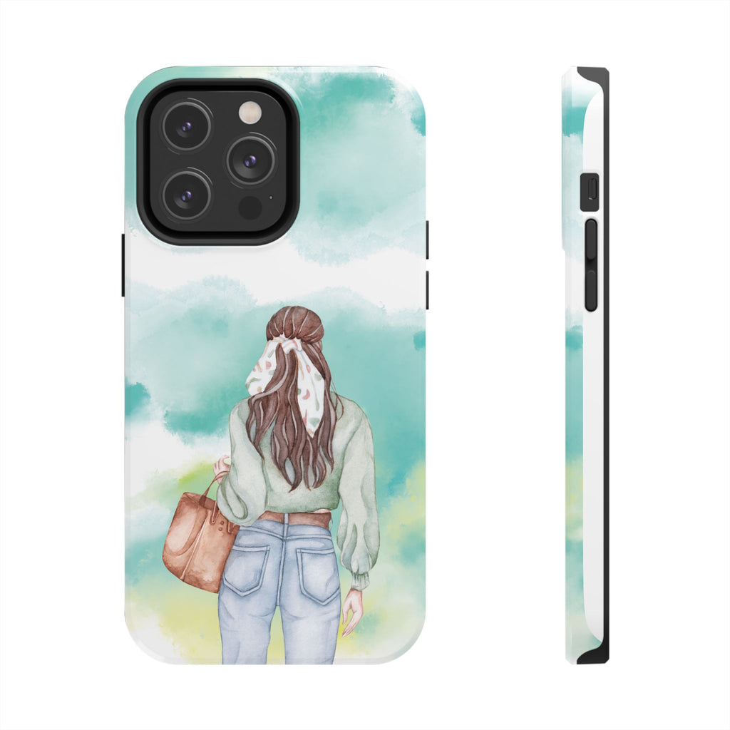 Watercolor Girl Tough Phone Case — Trendy Pastel Back-to-School Protective Cover