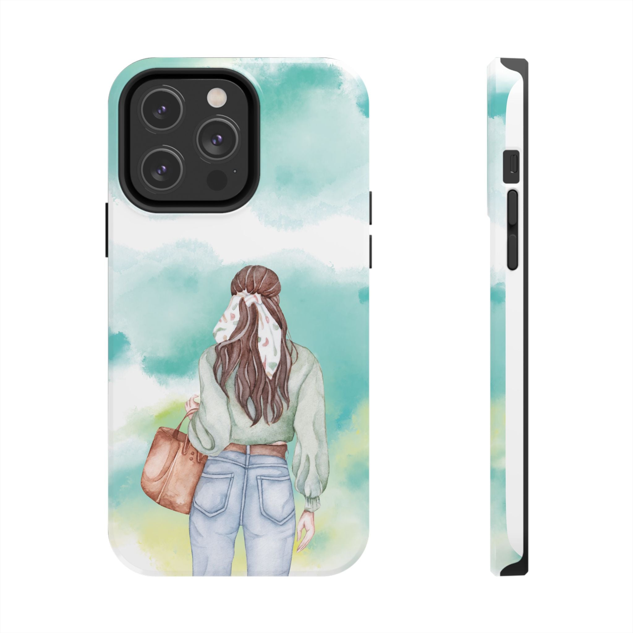 Watercolor Girl Tough Phone Case — Trendy Pastel Back-to-School Protective Cover