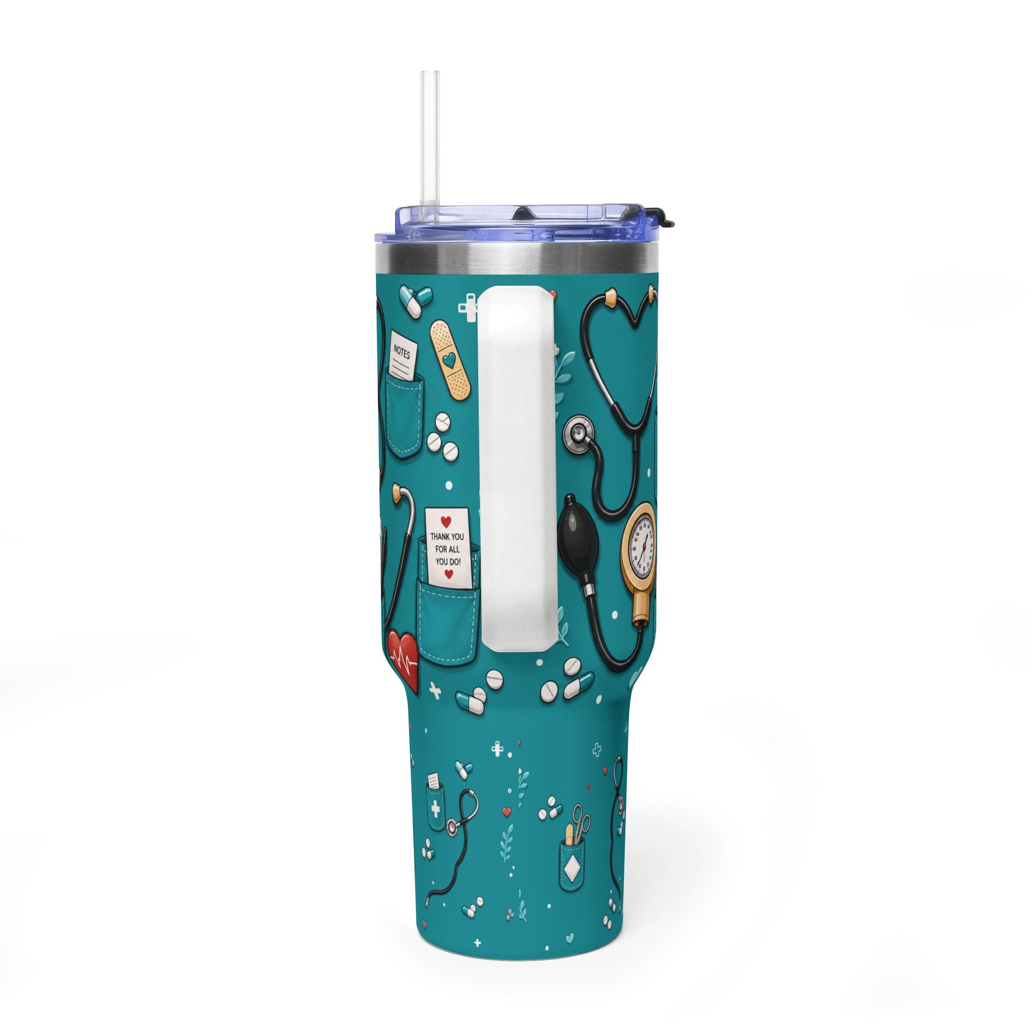 Nurse Nutrition 40oz Vacuum Tumbler – Medical Tools Pattern Insulated Travel Mug