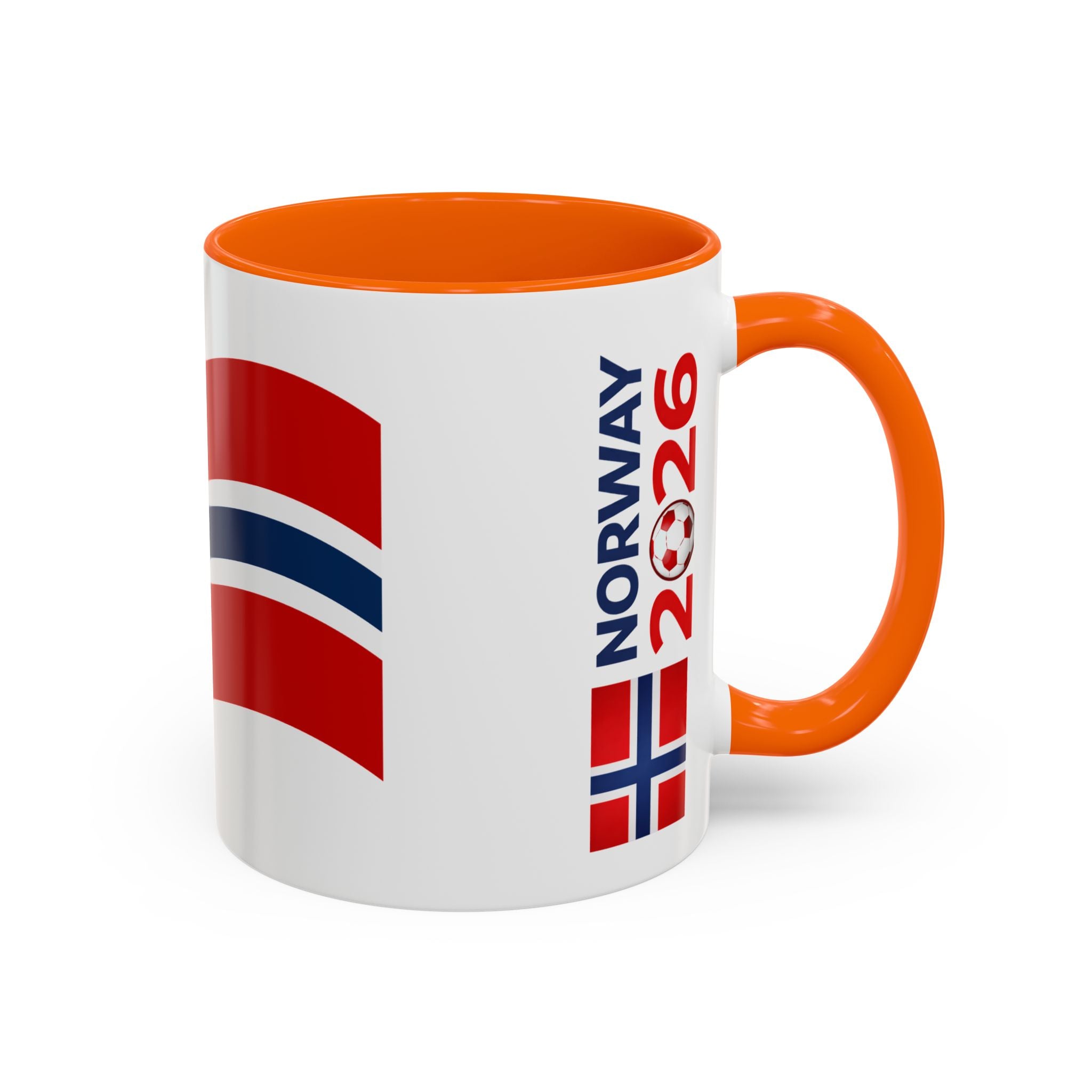 Norway Flag Accent Coffee Mug – Norway 2026 Soccer Fan Ceramic Mug (11/15oz)