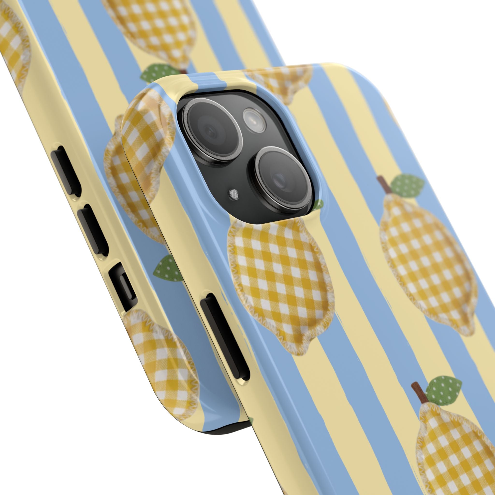 Tough Phone Case — Blue & Yellow Gingham Lemon Design