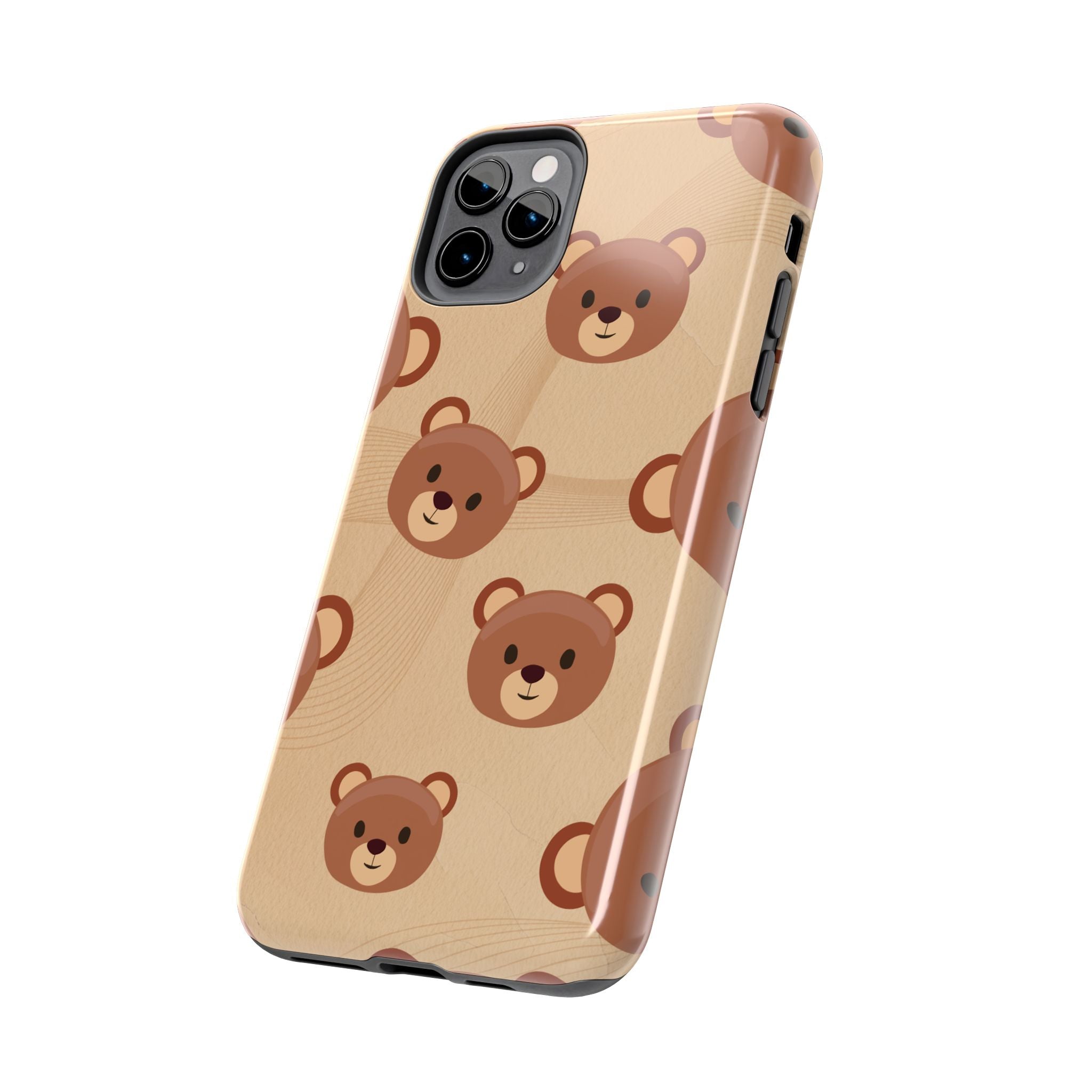Bear Pattern Tough Phone Case — Cute Brown Bear Protective Phone Cover