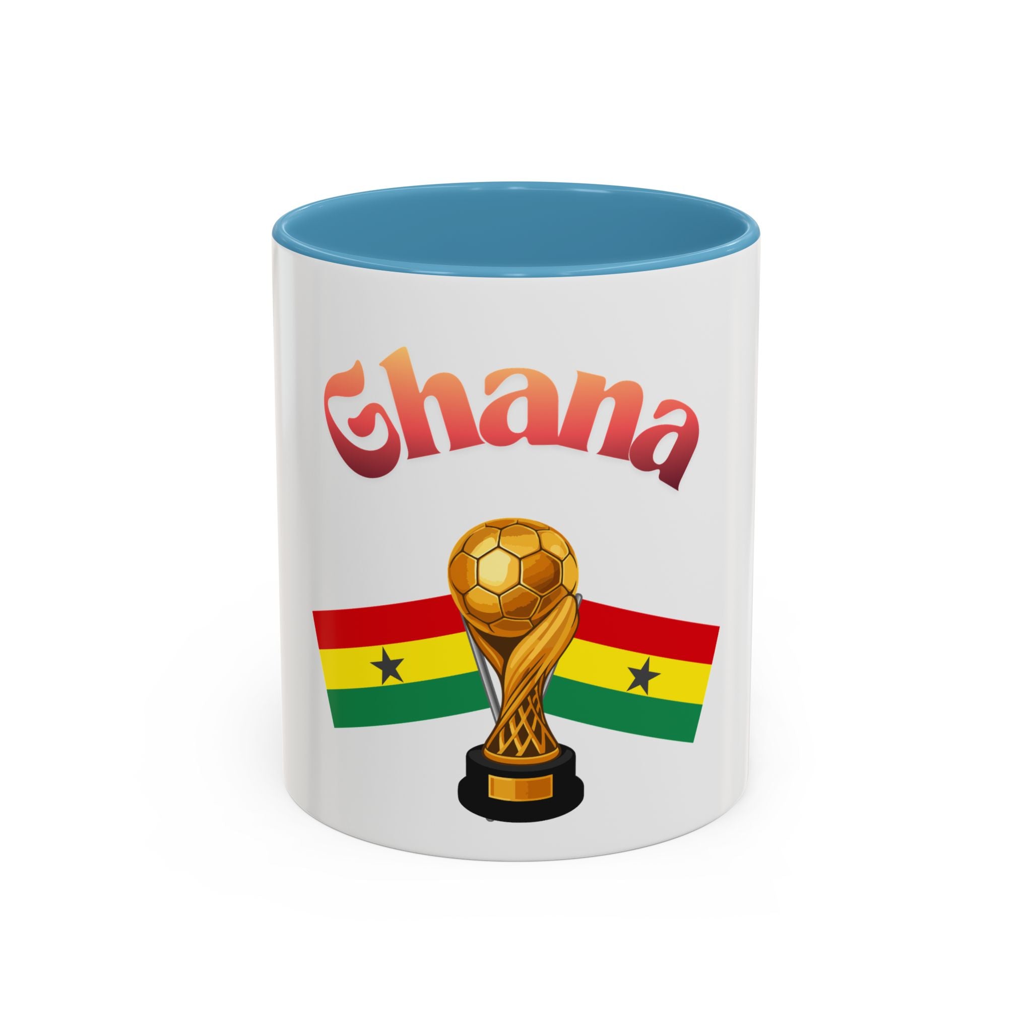 Ghana Soccer Trophy Accent Coffee Mug — Ghana Flag Football Cup Design (11/15oz)
