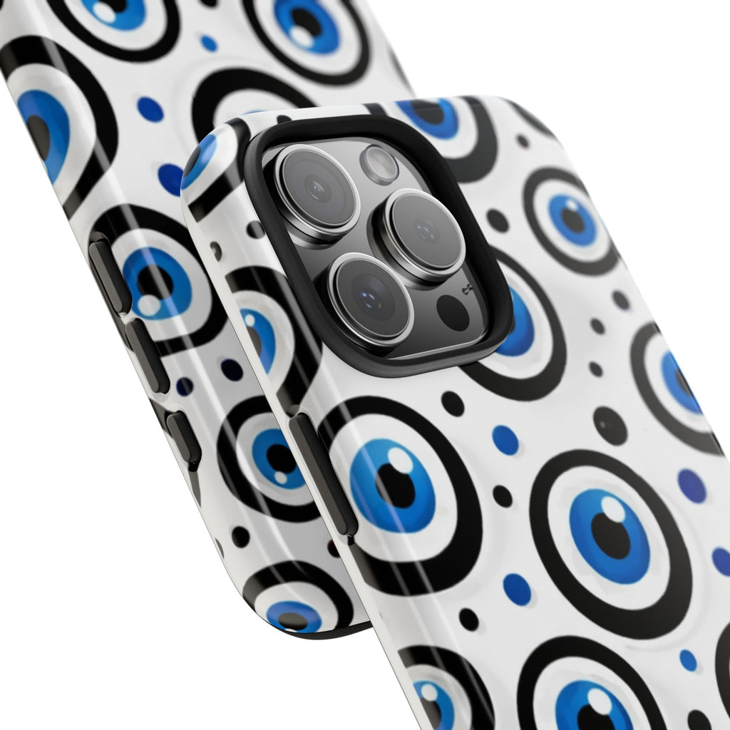 Blue Evil Eye Pattern Tough Phone Case — Protective Ceramic Nazar Design
