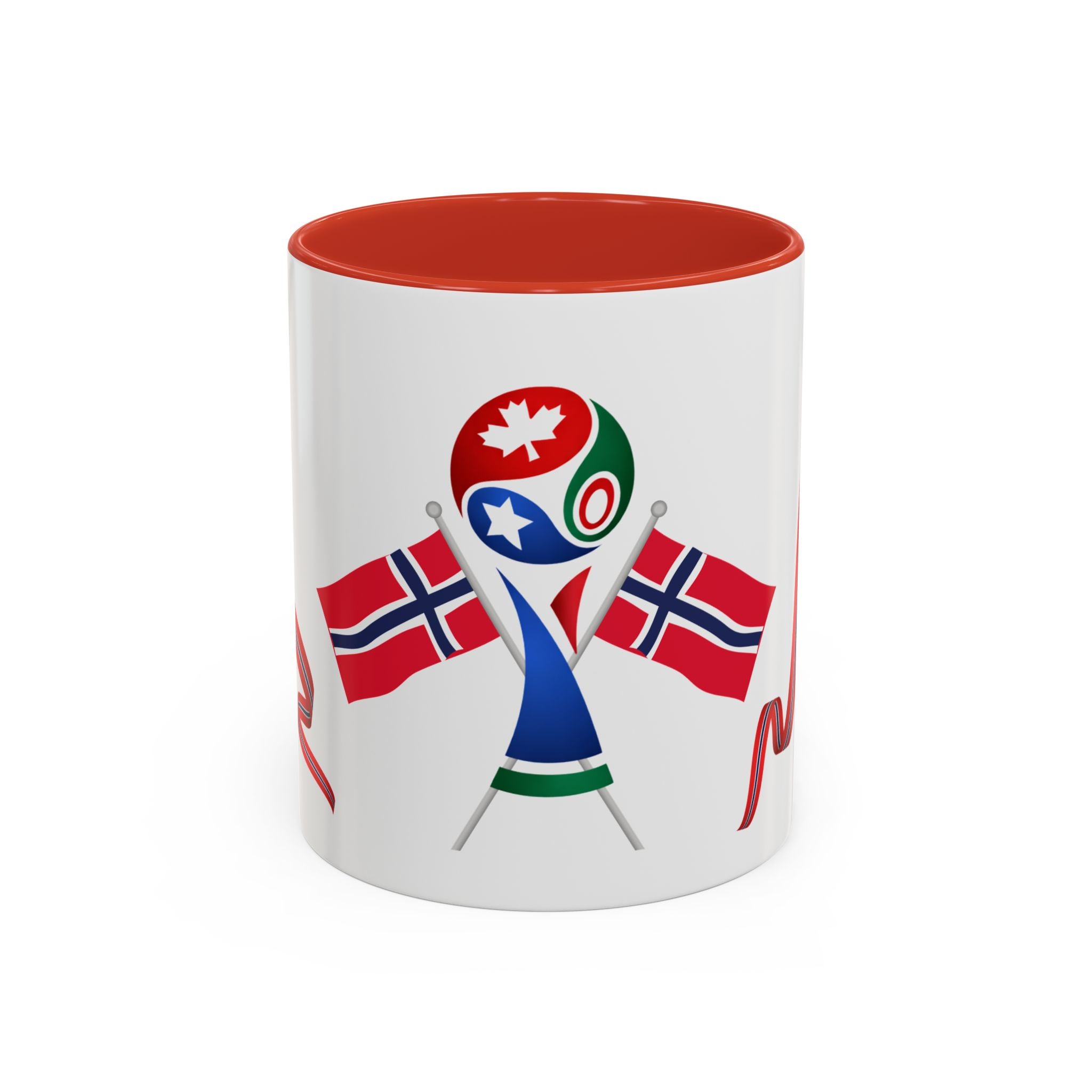 Norway Pride Coffee Mug — Norwegian Flag Ribbon & Cup Emblem Accent Mug