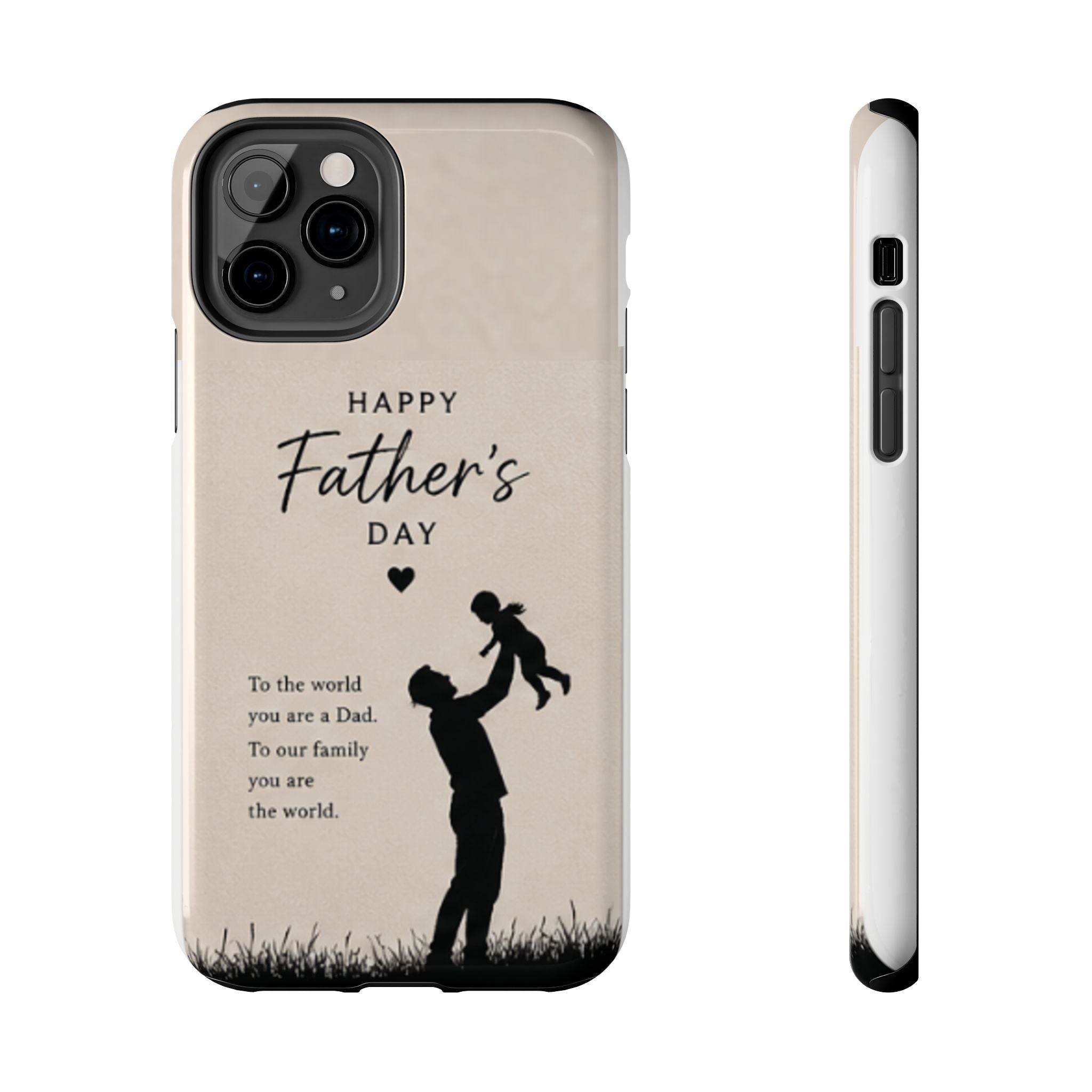 Father's Day Tough Phone Case — "Happy Father's Day" Silhouette Dad & Child Protective Cover