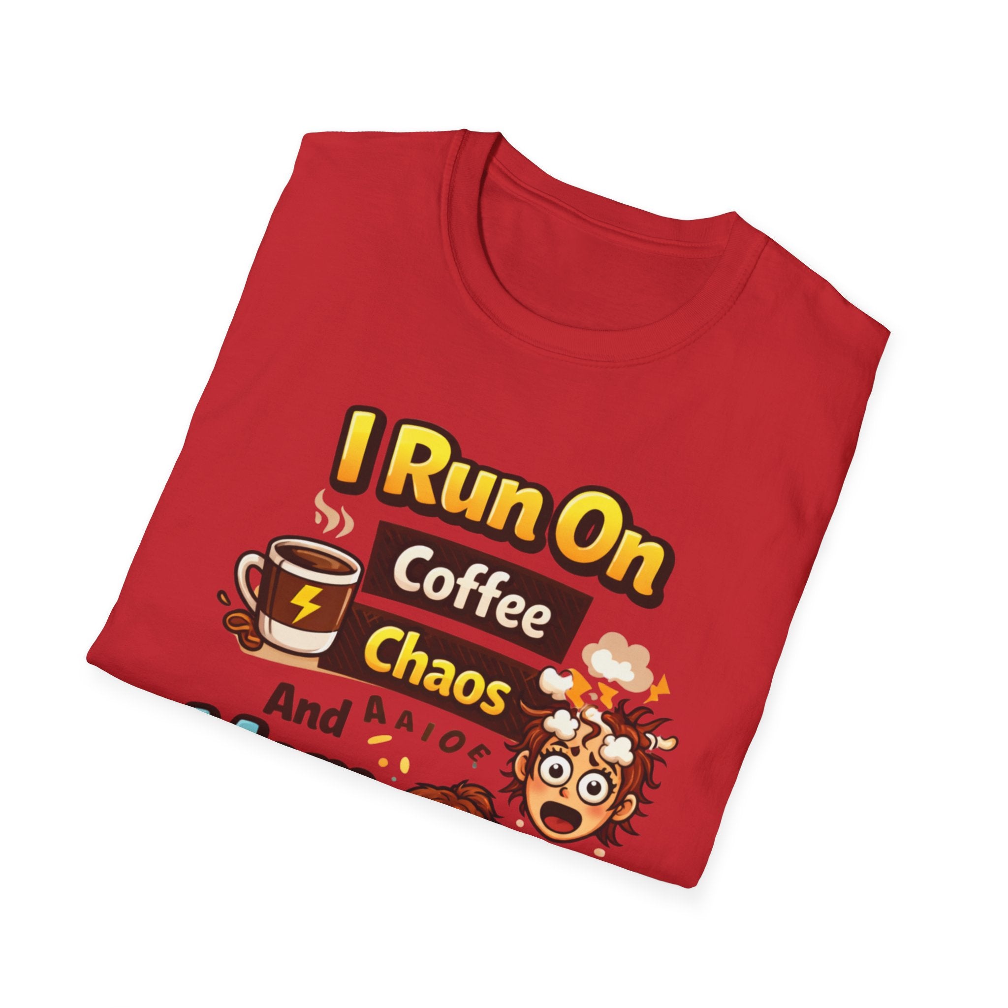 Mom Power T-Shirt — "I Run On Coffee, Chaos and Mom Power" Graphic Tee
