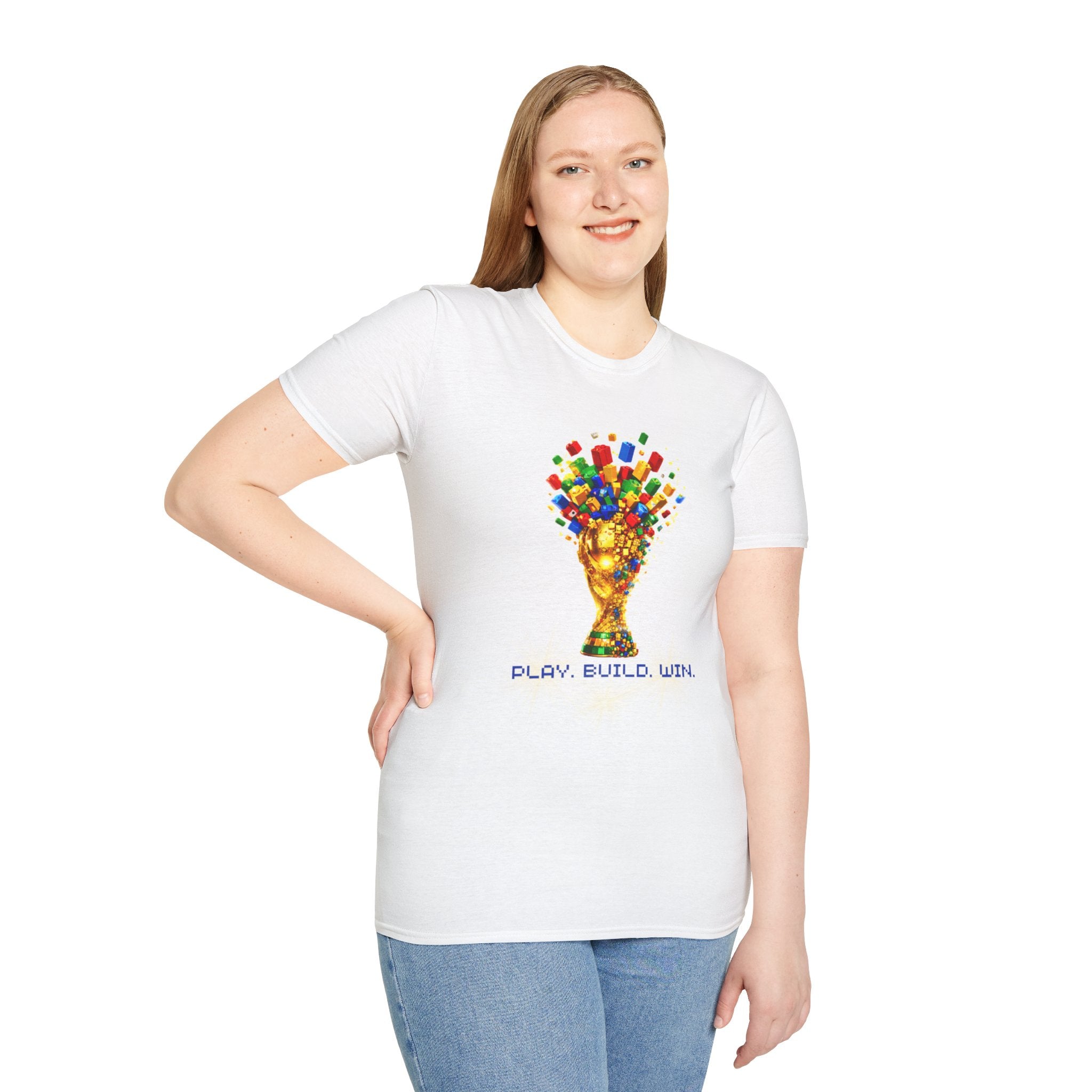 T-Shirt — Play. Build. Win. LEGO Trophy Graphic Tee