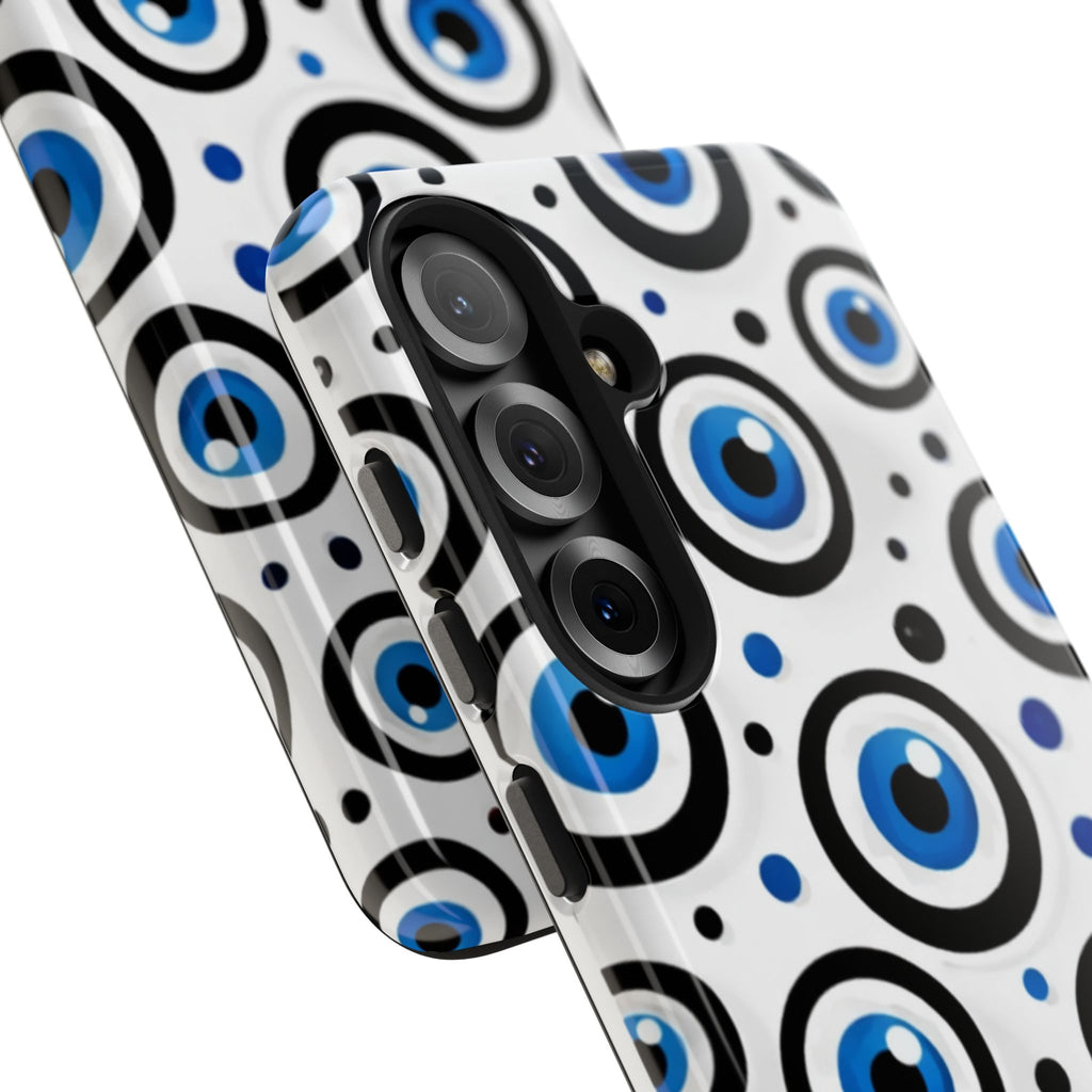 Blue Evil Eye Pattern Tough Phone Case — Protective Ceramic Nazar Design