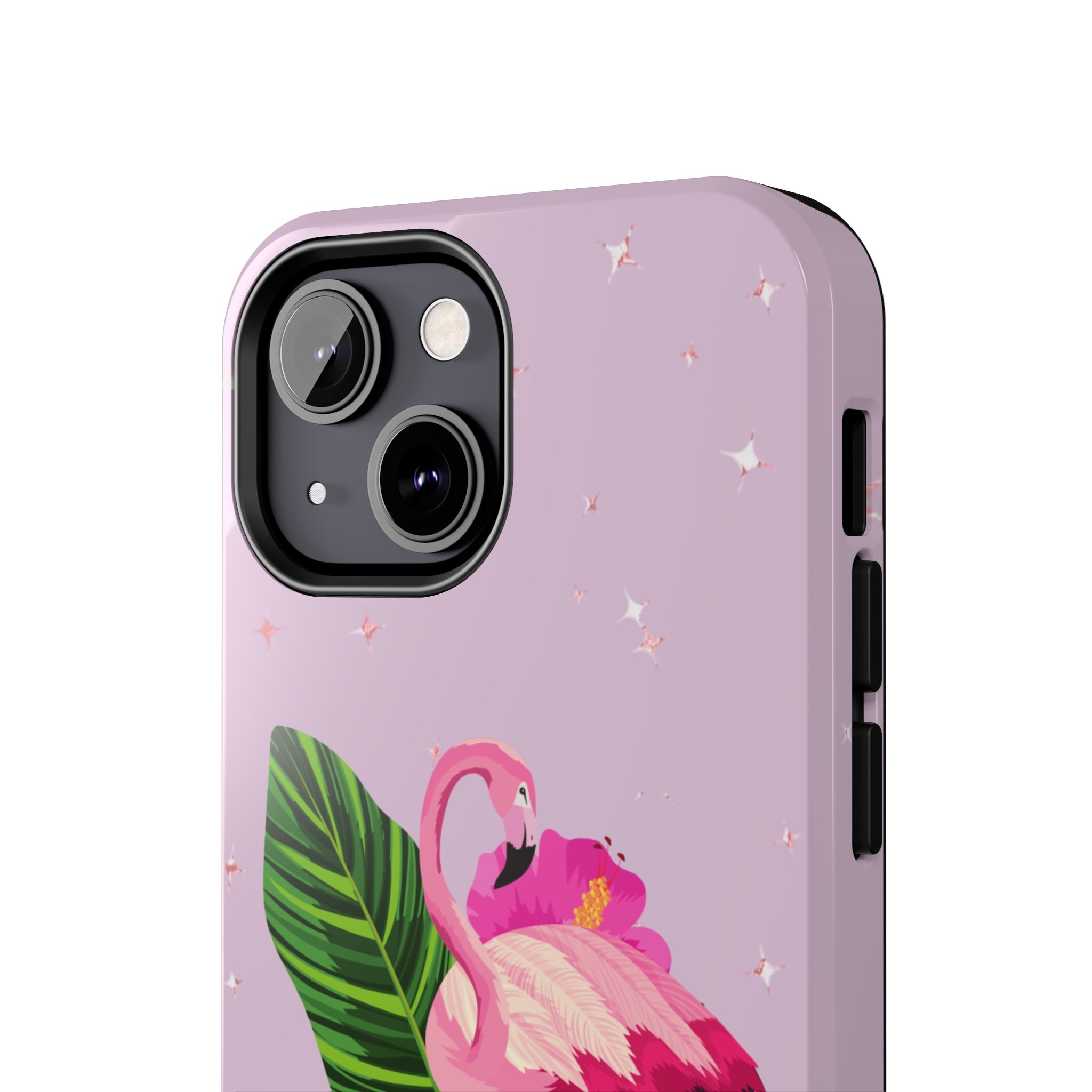 Flamingo Tropical Tough Phone Case — Pink Hibiscus & Palm Leaves
