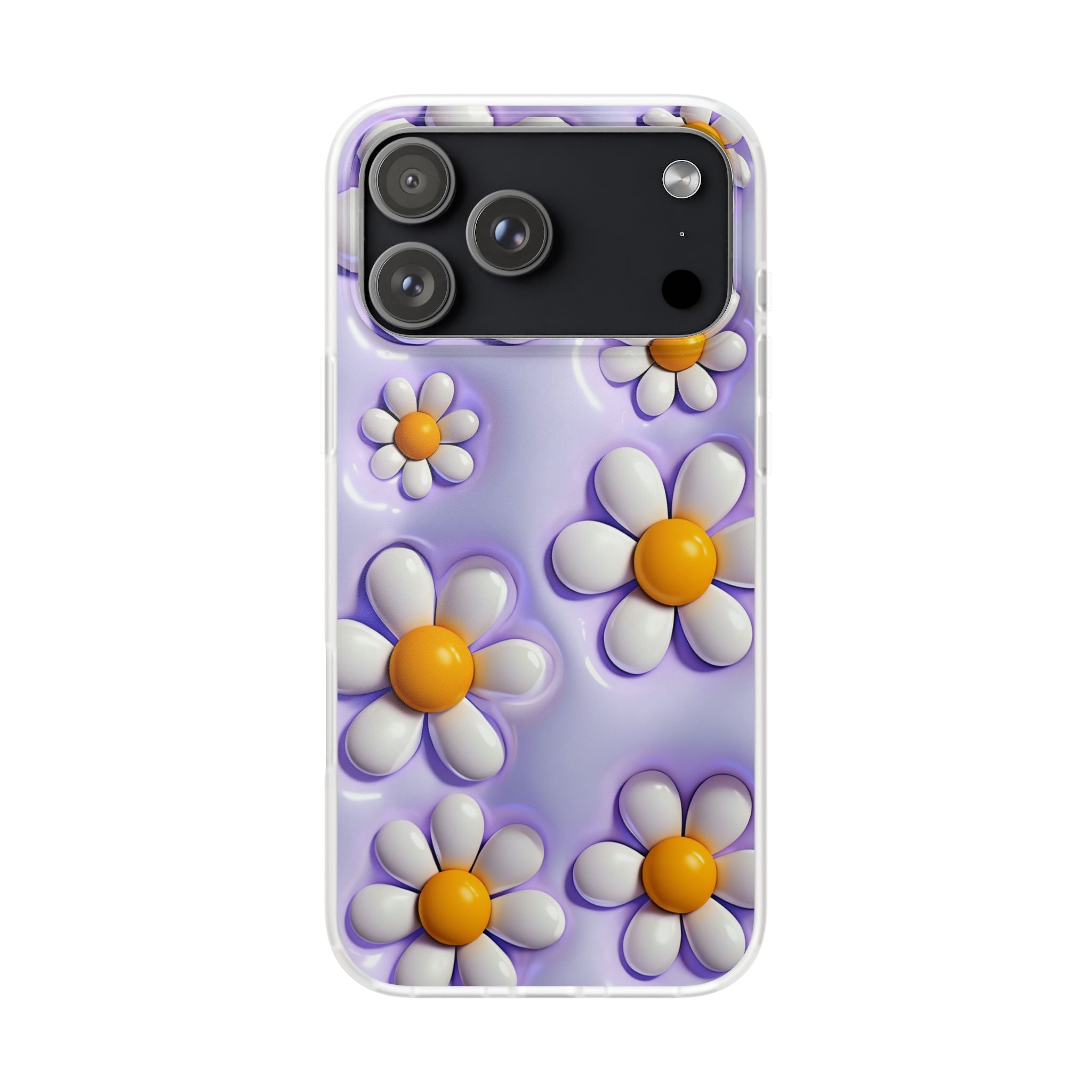 Purple 3D Daisy Phone Case – Cute Floral iPhone Flexi Case
