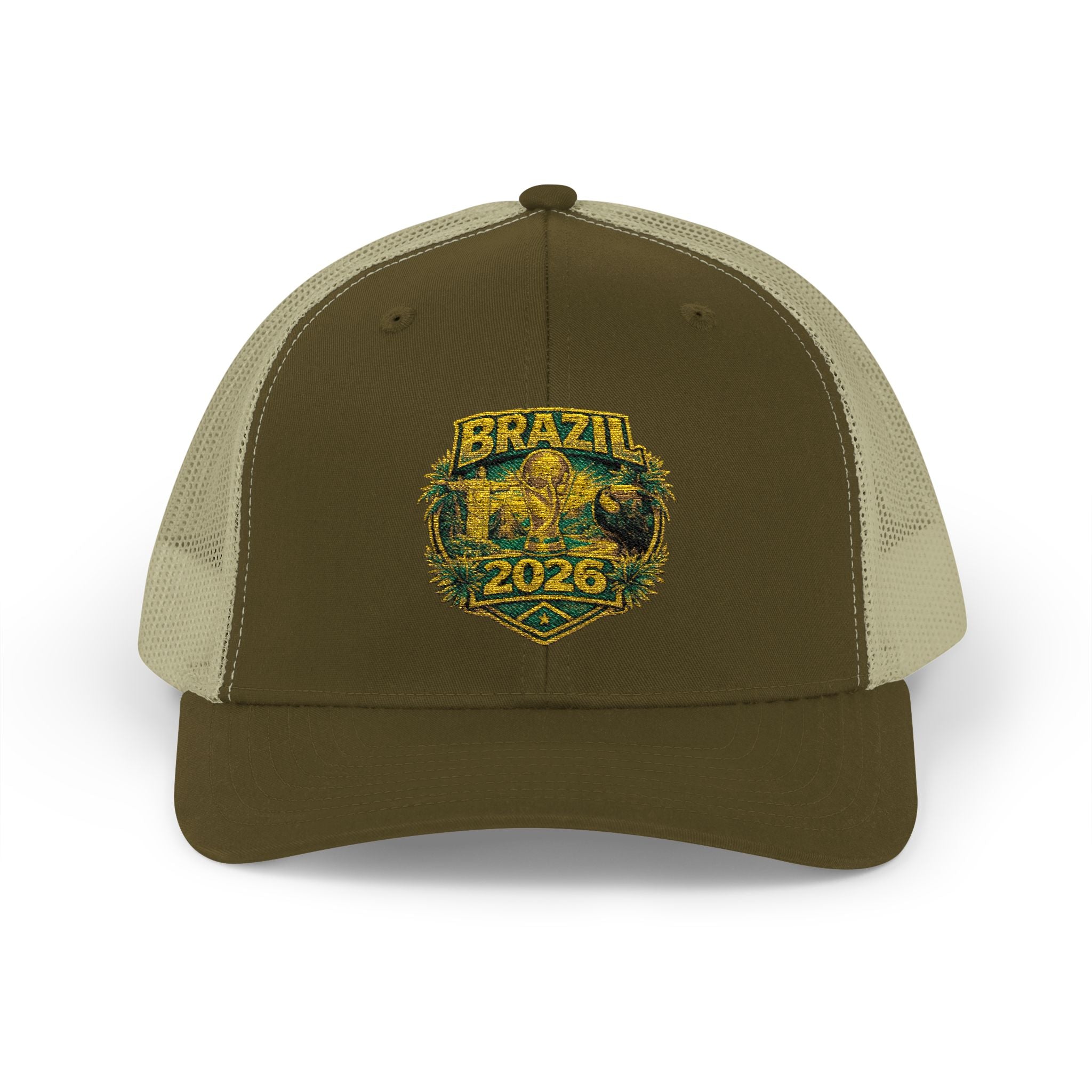 Brazil  Vintage Patch Trucker Cap — Rustic 2026 Crest Snapback