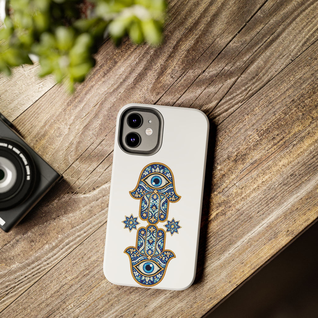 Hamsa Eye Tough Phone Case — Blue Mosaic Protective Phone Cover