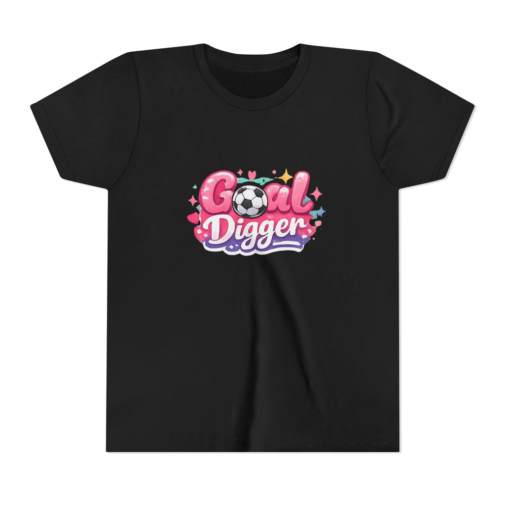 Youth Soccer Tee — "Goal Digger" Cute Pink Soccer Graphic
