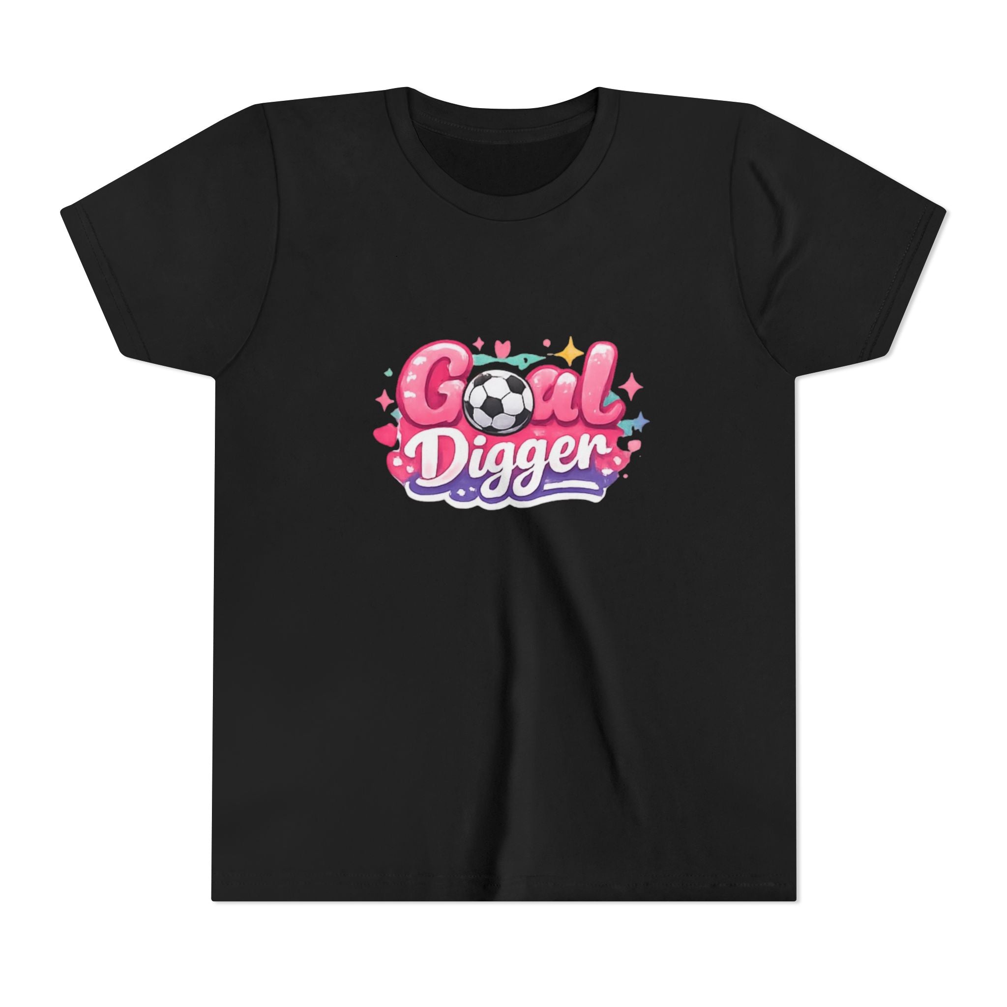 Youth Soccer Tee — "Goal Digger" Cute Pink Soccer Graphic