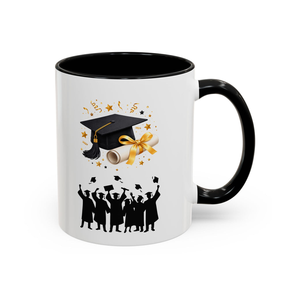 Graduation Celebration Coffee Mug — Cap, Diploma & Tossed Caps Design