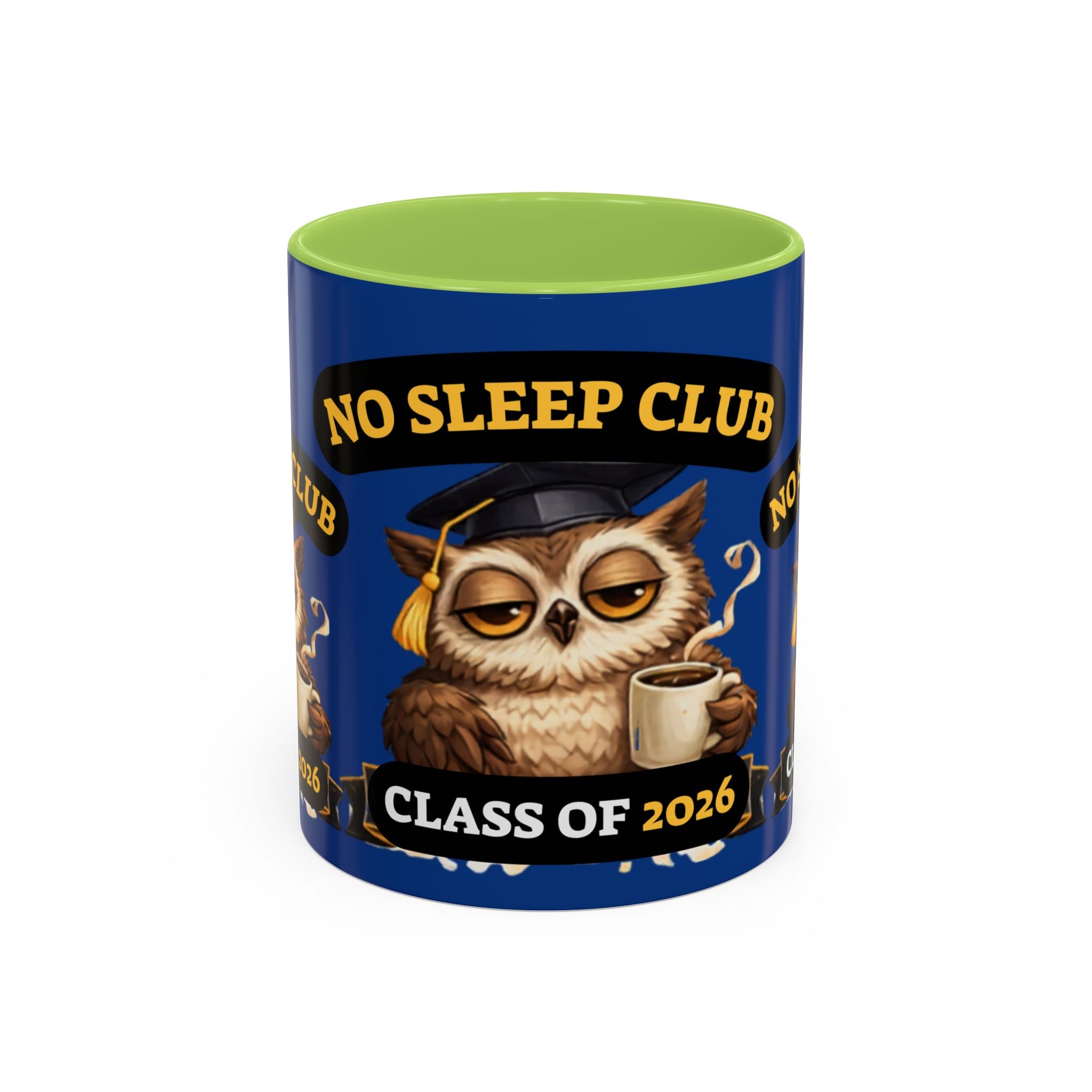 No Sleep Club Class of 2026 Coffee Mug — Graduation Owl Accent Mug (11/15oz)