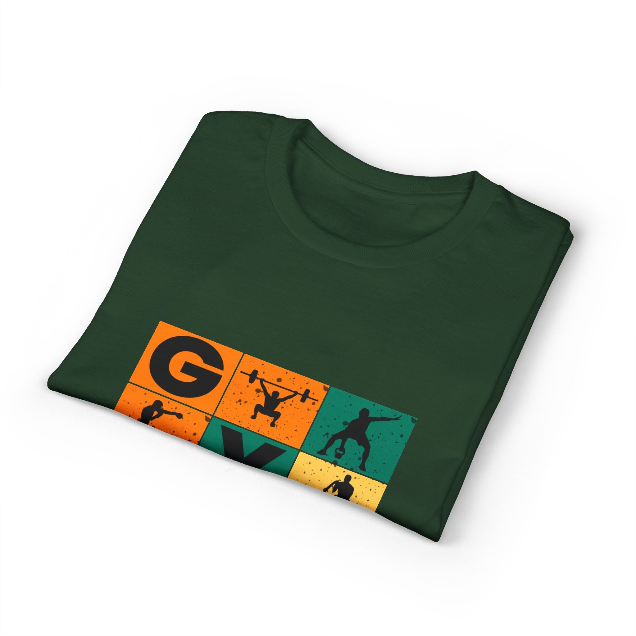 Gym Blocks Graphic T-Shirt — Retro Fitness Silhouette Tee