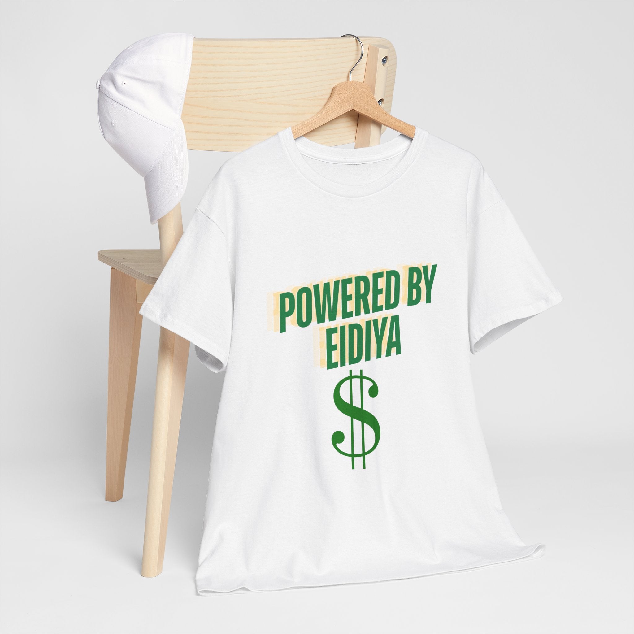 T-Shirt — "Powered by Eidiya" Green Dollar Sign Tee