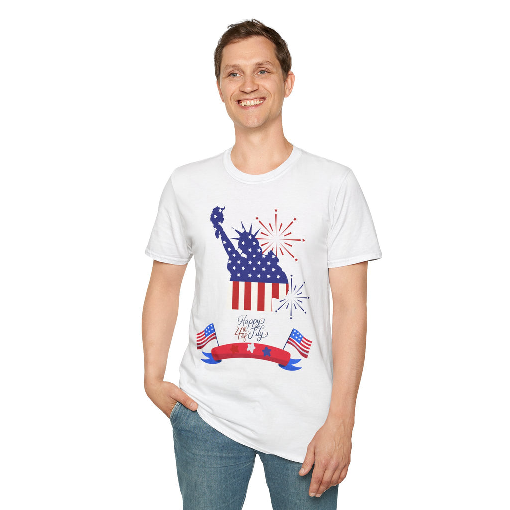 Patriotic Statue of Liberty T-Shirt – 4th of July American Flag Fireworks Tee