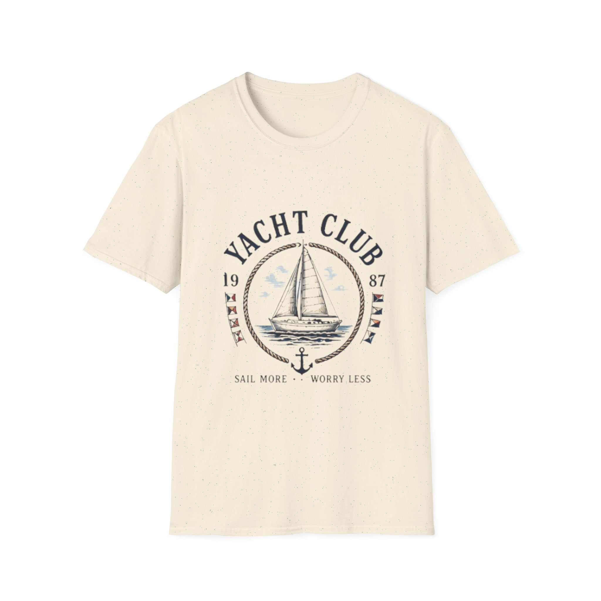 Yacht Club Sailboat unisex T-Shirt – Vintage Nautical 'Sail More Worry Less' Tee