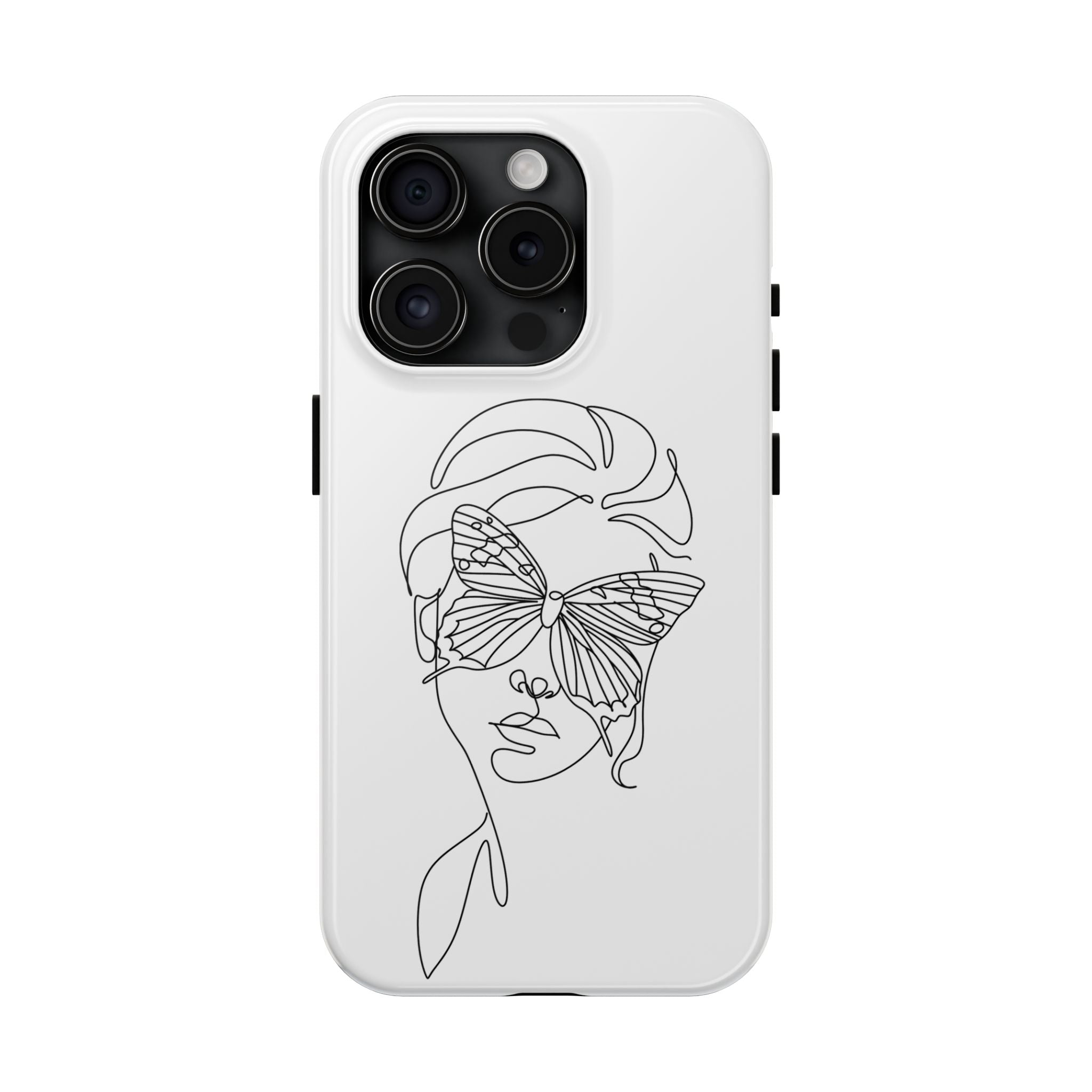 Butterfly Line Art Tough Phone Case — Minimalist Woman Face Design