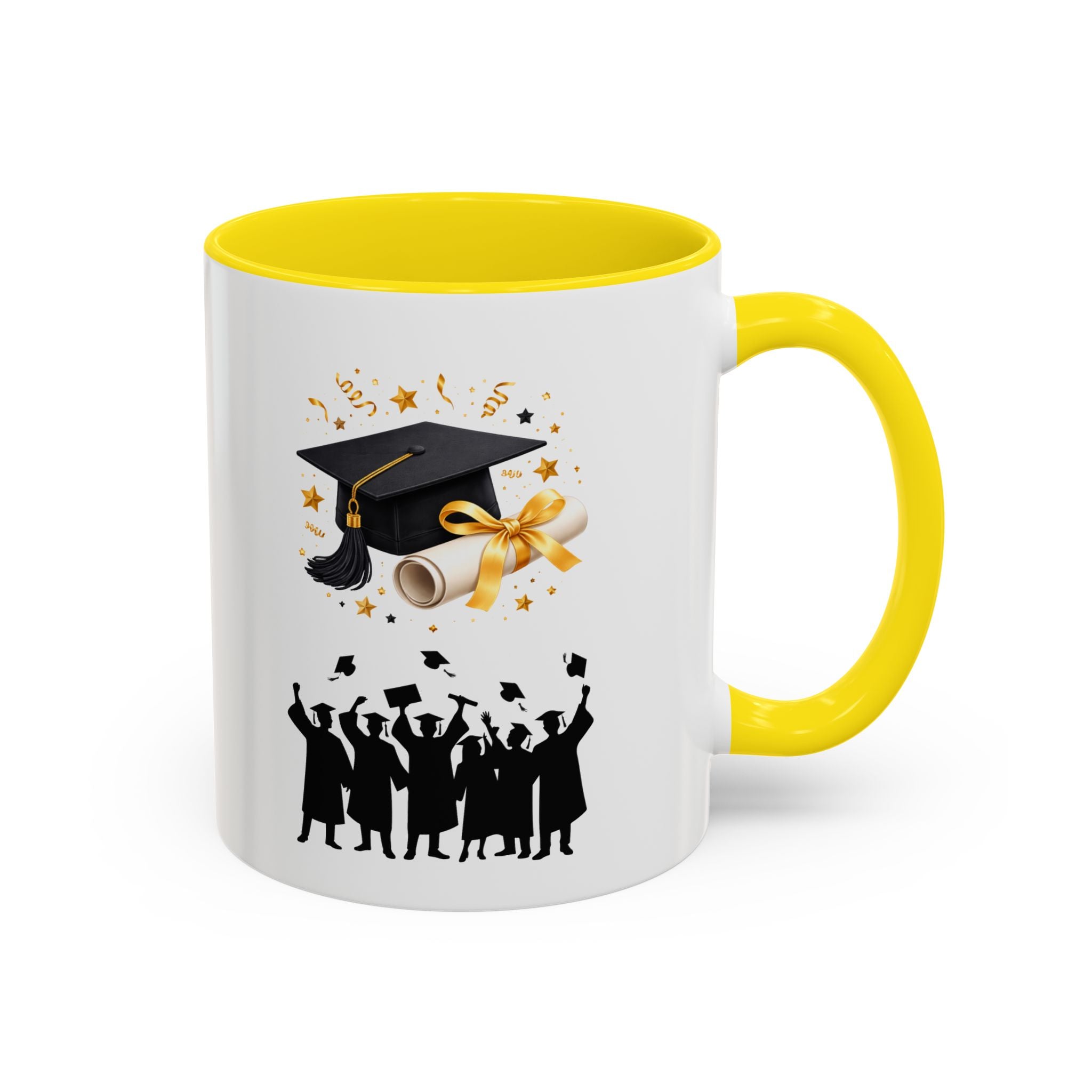 Graduation Celebration Coffee Mug — Cap, Diploma & Tossed Caps Design
