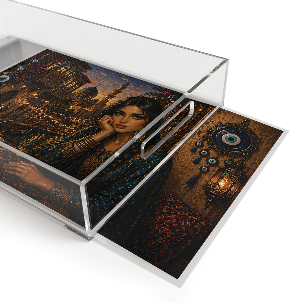 Iraqi Nights Acrylic Serving Tray — Exotic Middle Eastern Portrait Decor