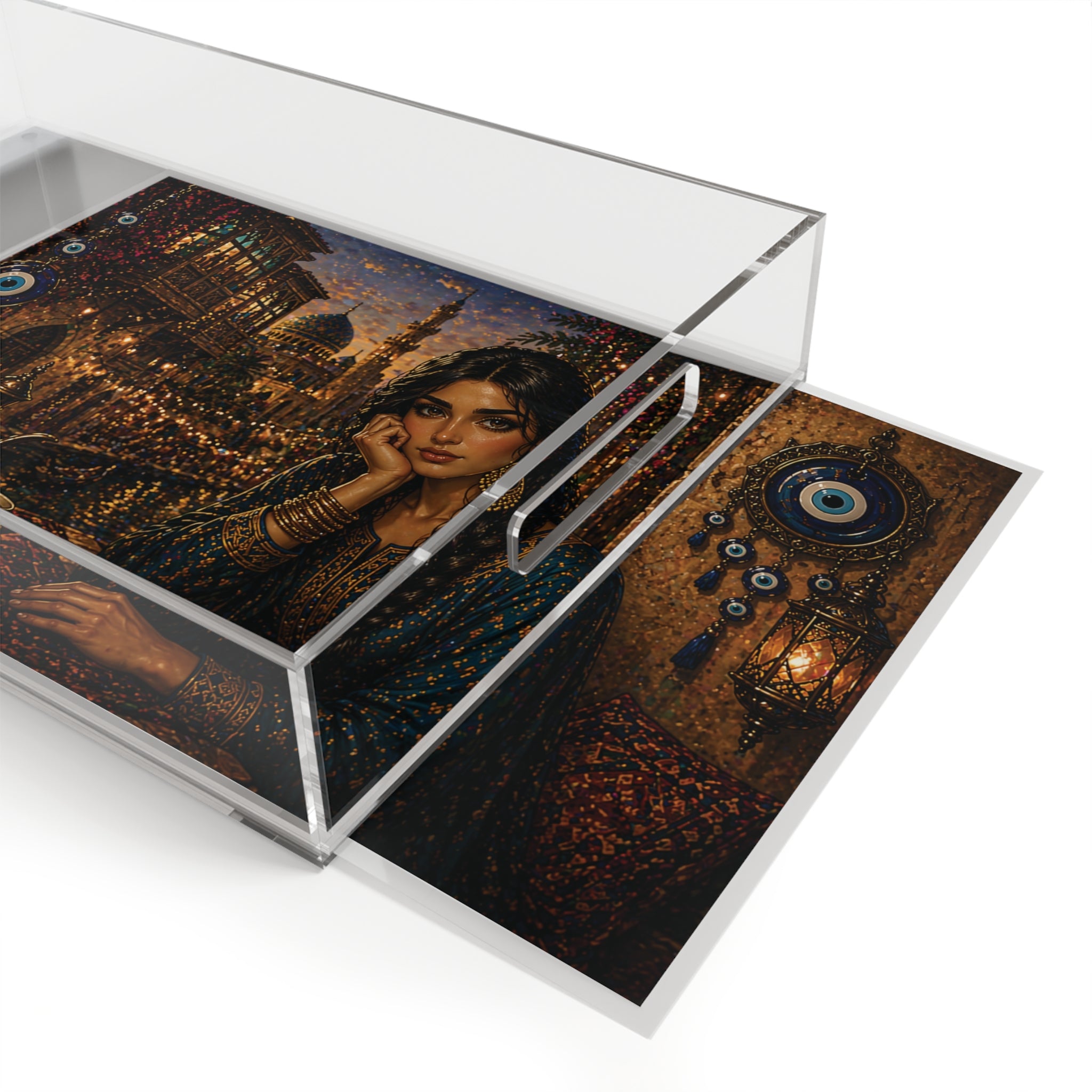 Iraqi Nights Acrylic Serving Tray — Exotic Middle Eastern Portrait Decor