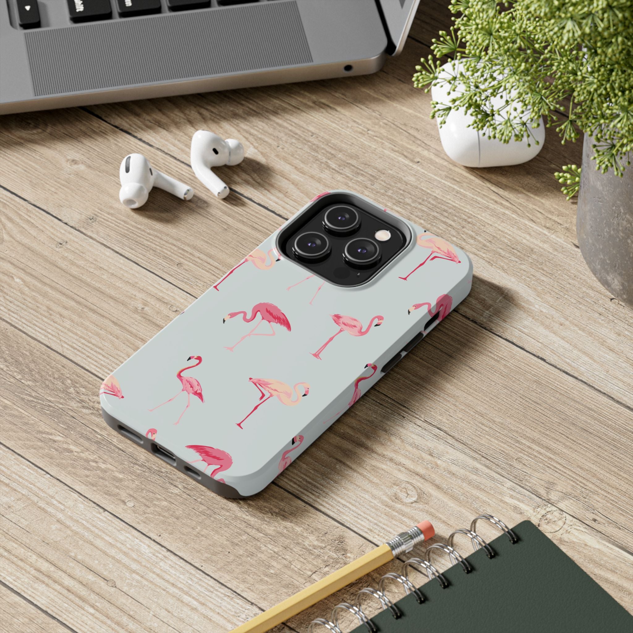 Flamingo Pattern Tough Phone Case — Cute Pink Birds Protective Phone Cover