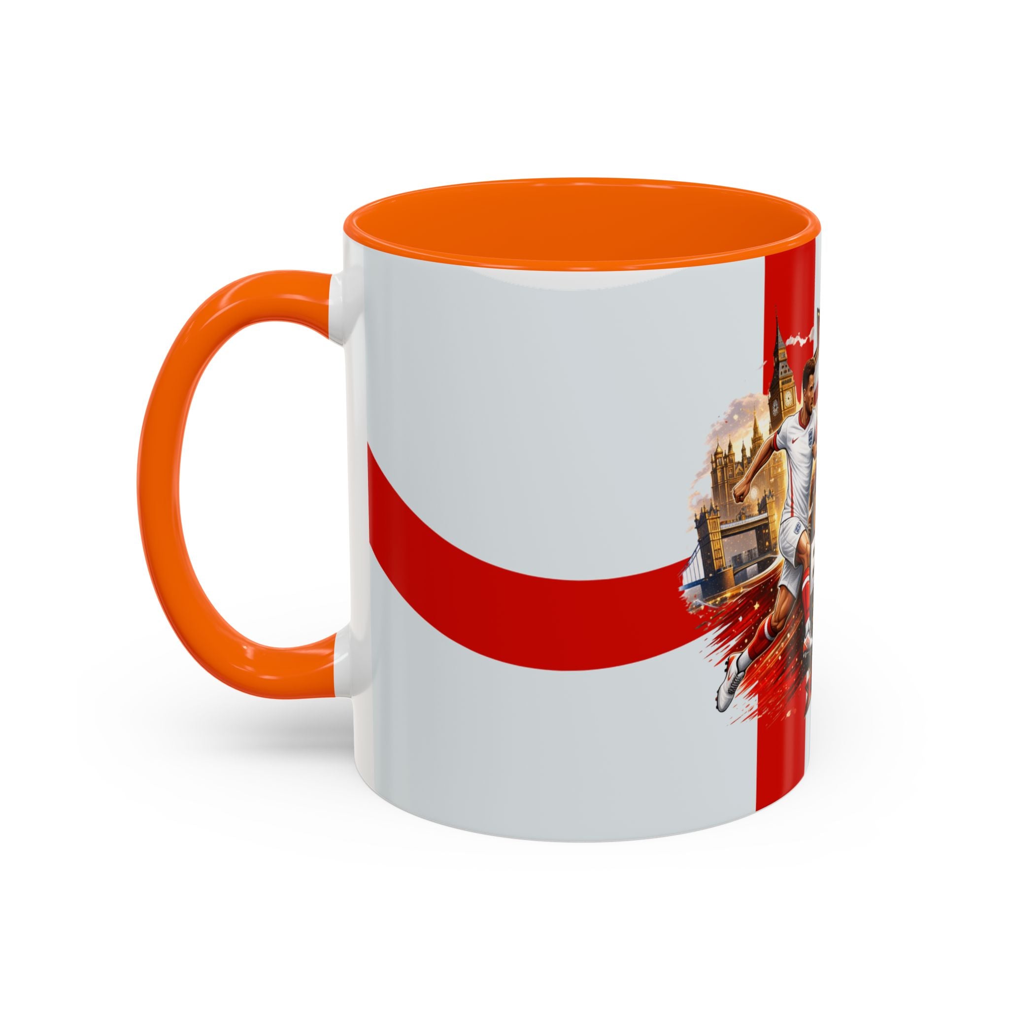 England 2026 Football Cup Accent Mug — Lion & St. George Soccer Coffee Cup (11/15oz)