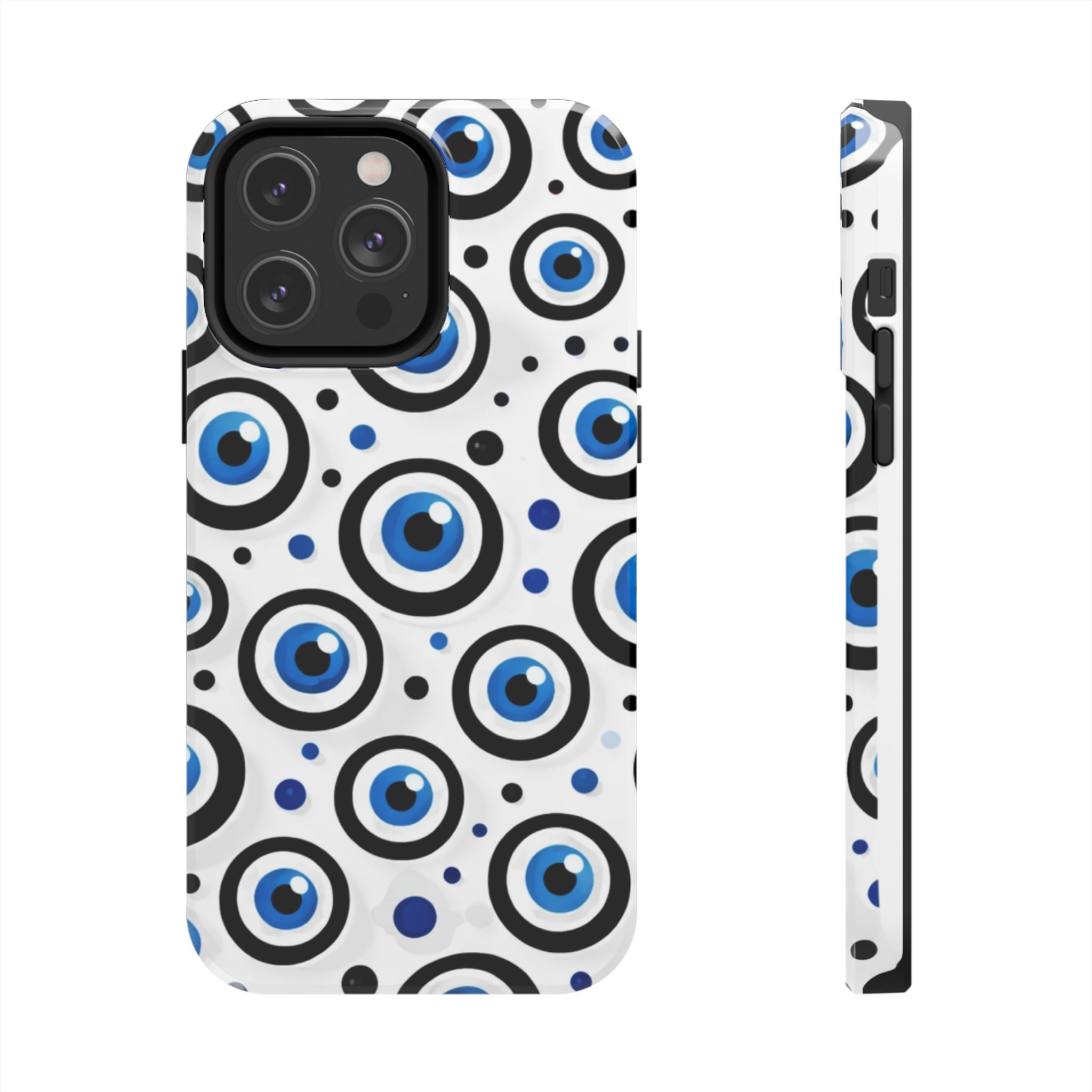 Blue Evil Eye Pattern Tough Phone Case — Protective Ceramic Nazar Design