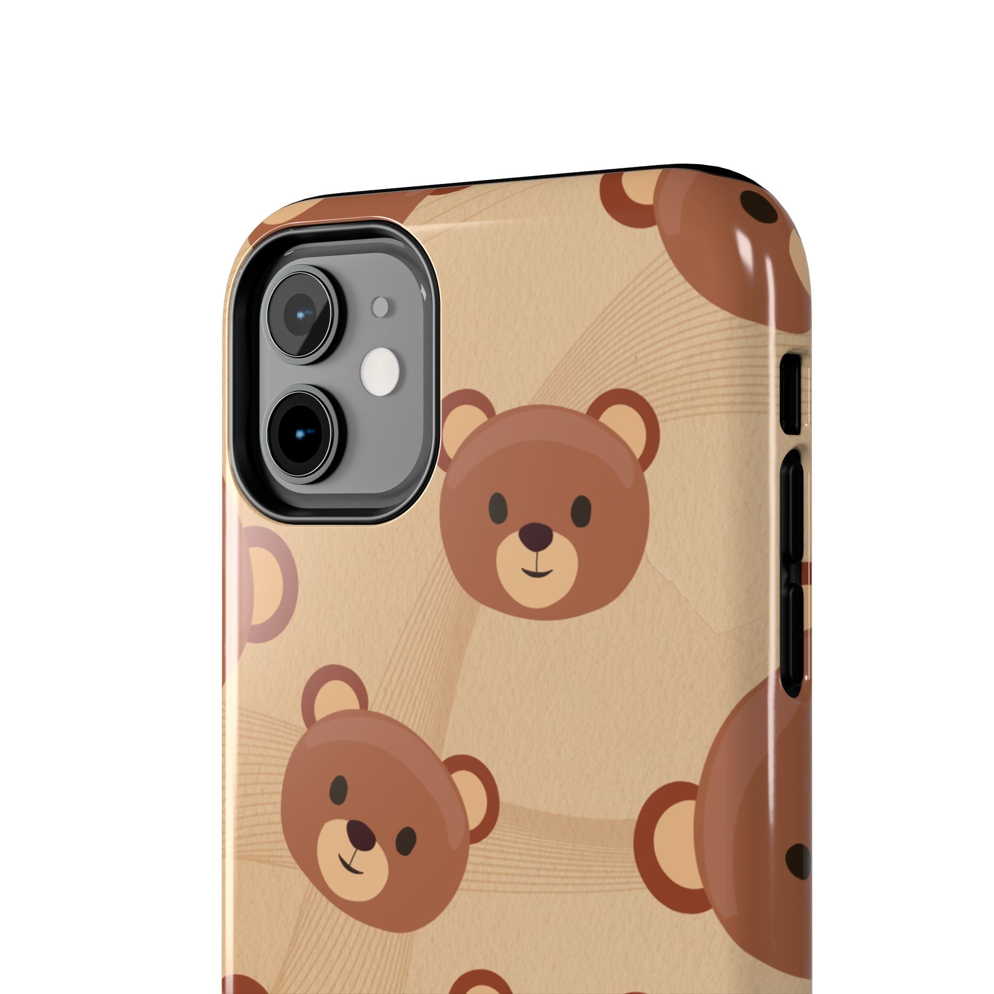 Bear Pattern Tough Phone Case — Cute Brown Bear Protective Phone Cover