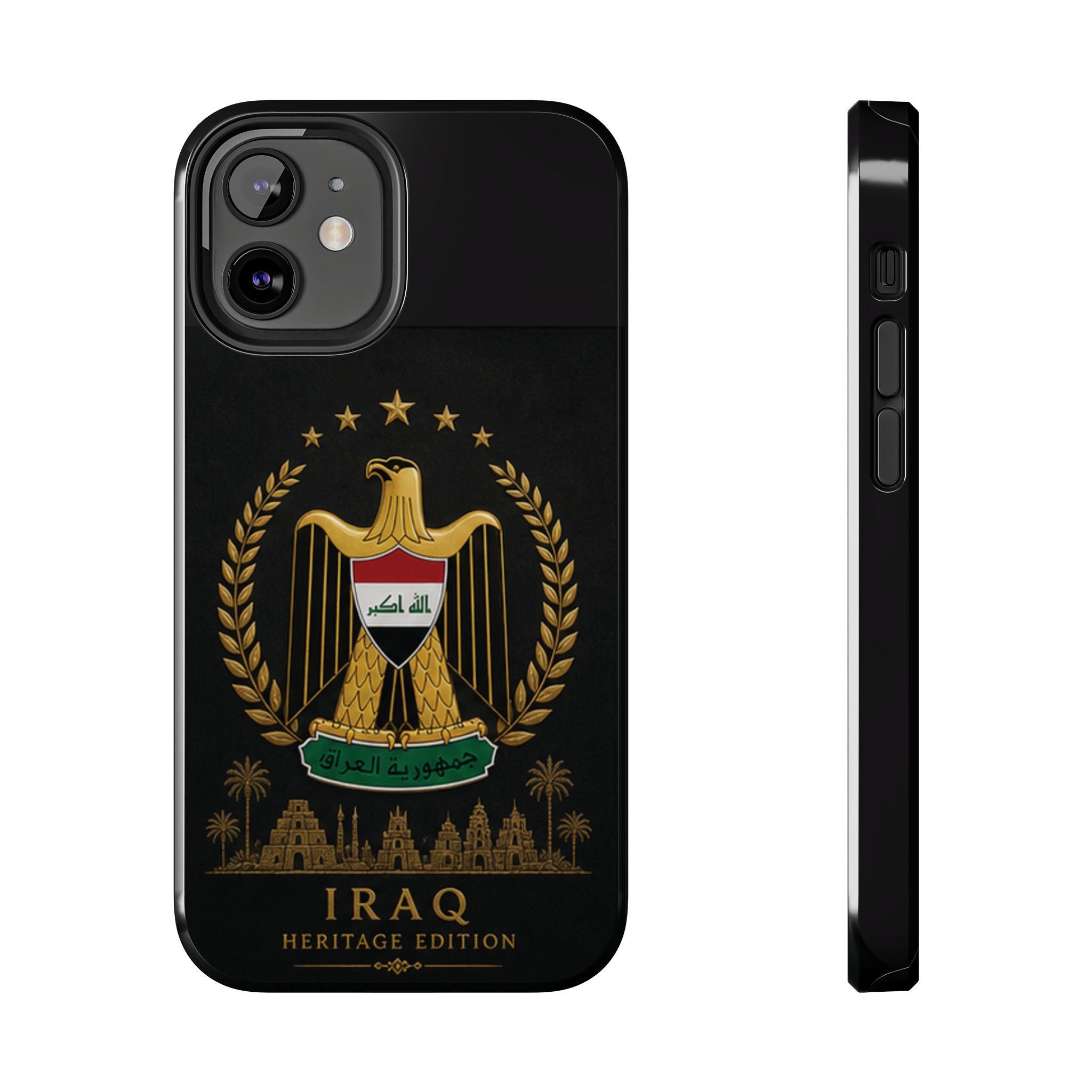 Iraq Coat of Arms Tough Phone Case — Arabic ‘Allahu Akbar’ Military Eagle Design