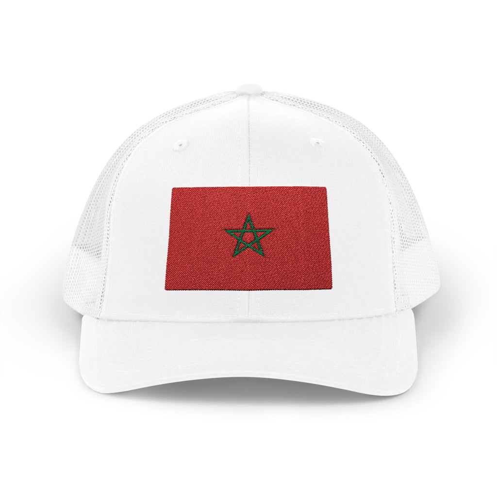 Morocco Flag Trucker Cap - Red Glitter Star Snapback Hat