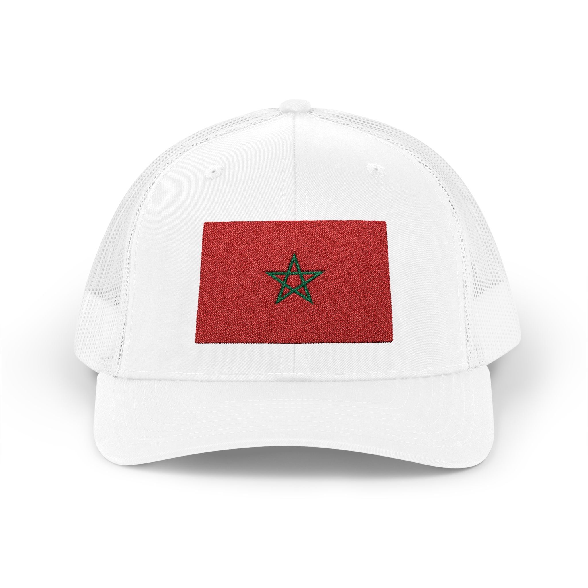 Morocco Flag Trucker Cap - Red Glitter Star Snapback Hat