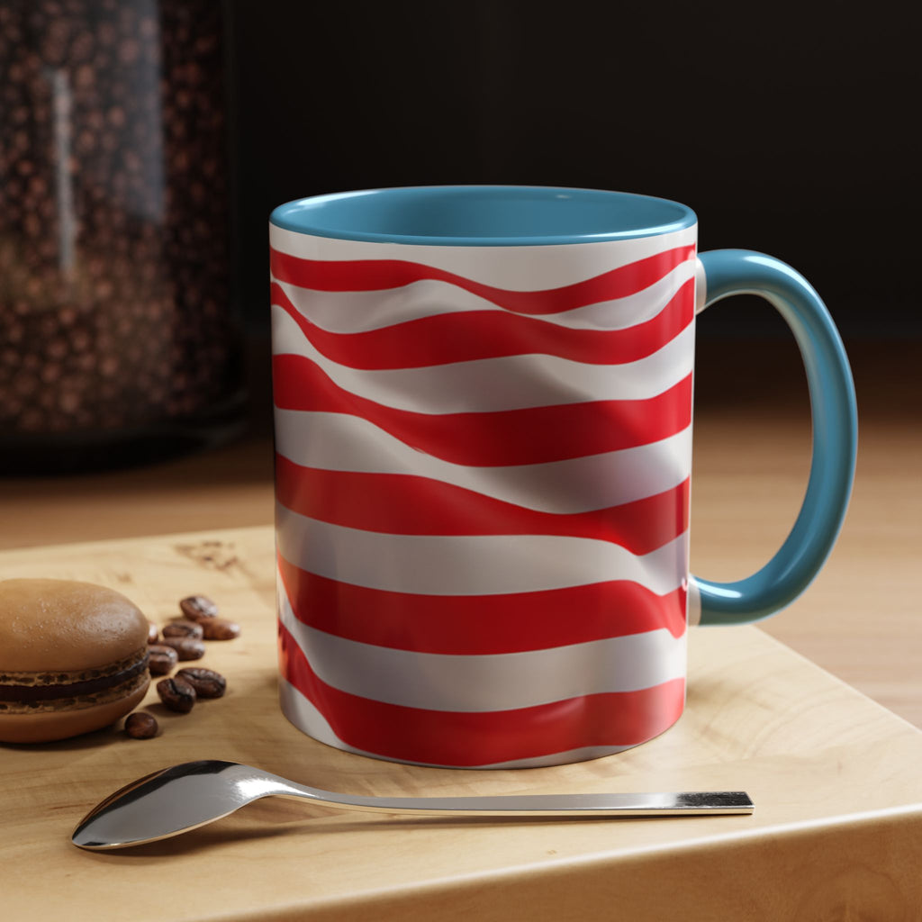 American Flag Accent Coffee Mug — Patriotic USA Stars & Stripes Ceramic Mug (11/15oz)