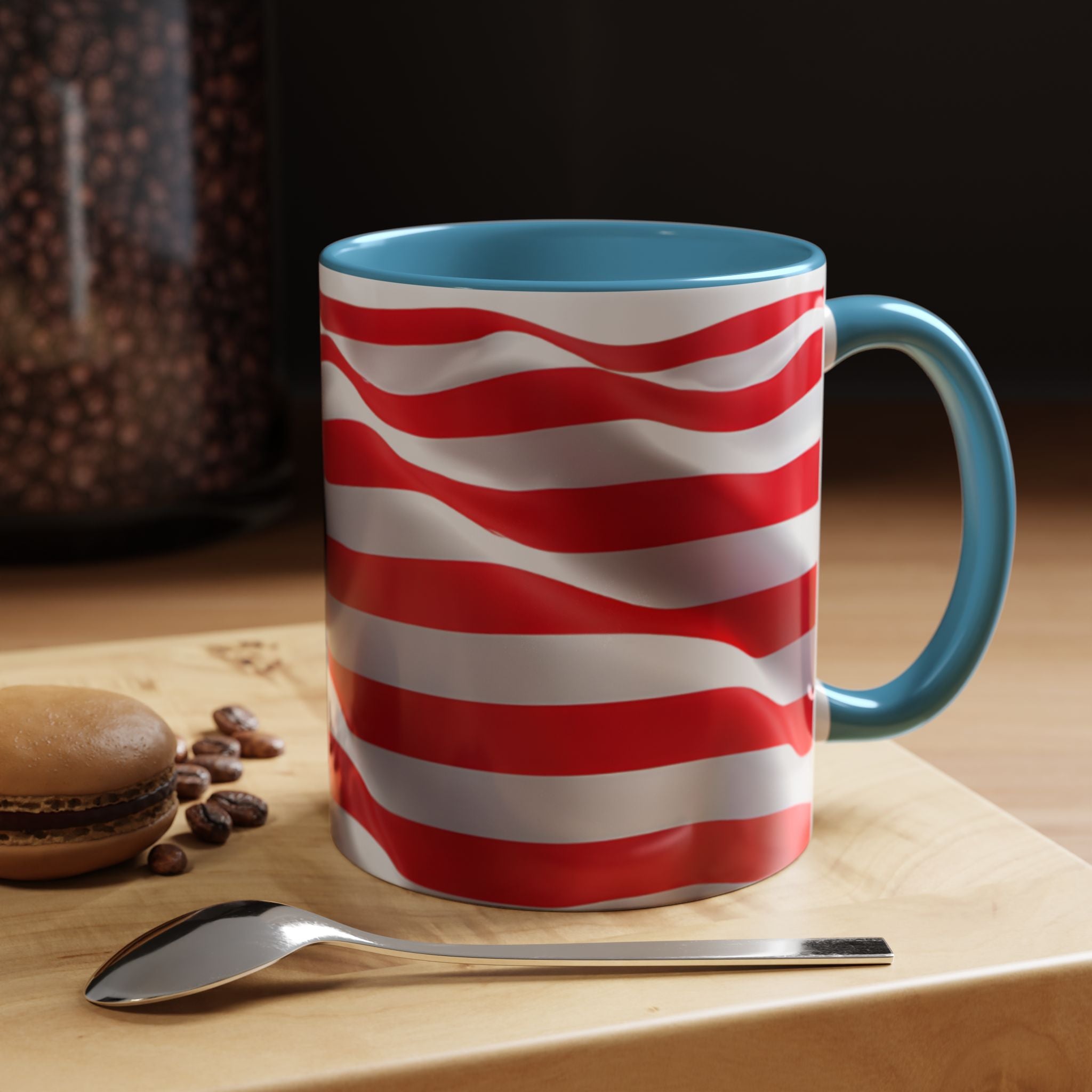 American Flag Accent Coffee Mug — Patriotic USA Stars & Stripes Ceramic Mug (11/15oz)
