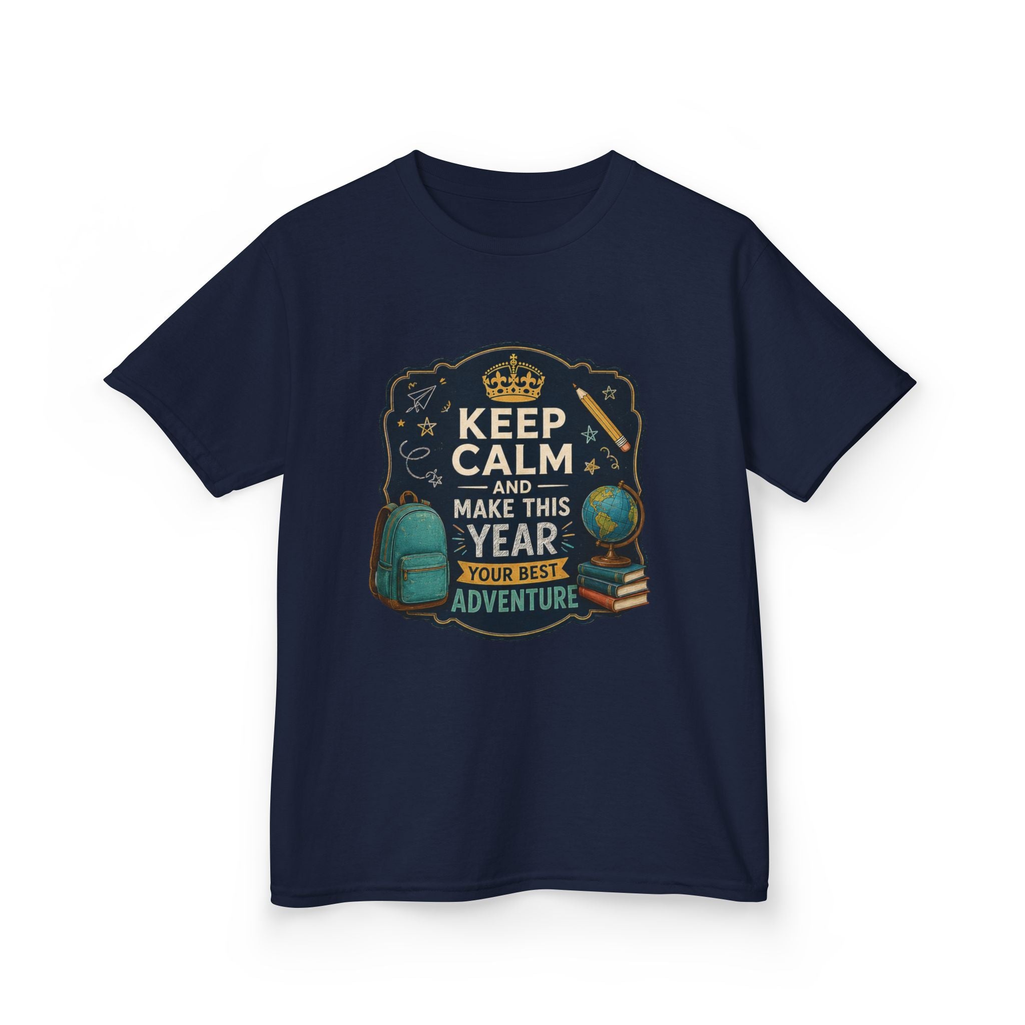 Kids Tee — "Keep Calm and Make This Year Your Best Adventure" Travel Graphic