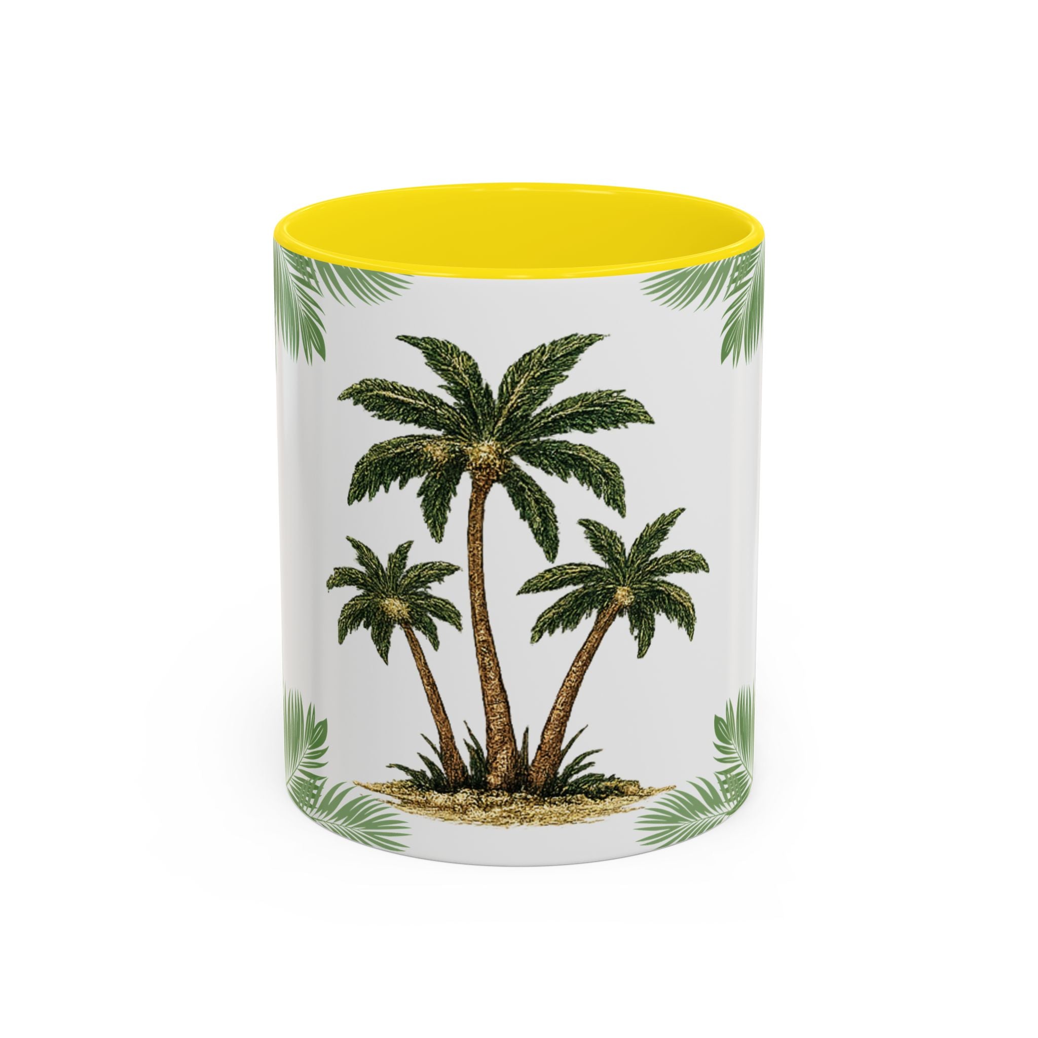 Tropical Palm Coffee Mug — Beachy Accent Mug with Palm Leaves (11oz)