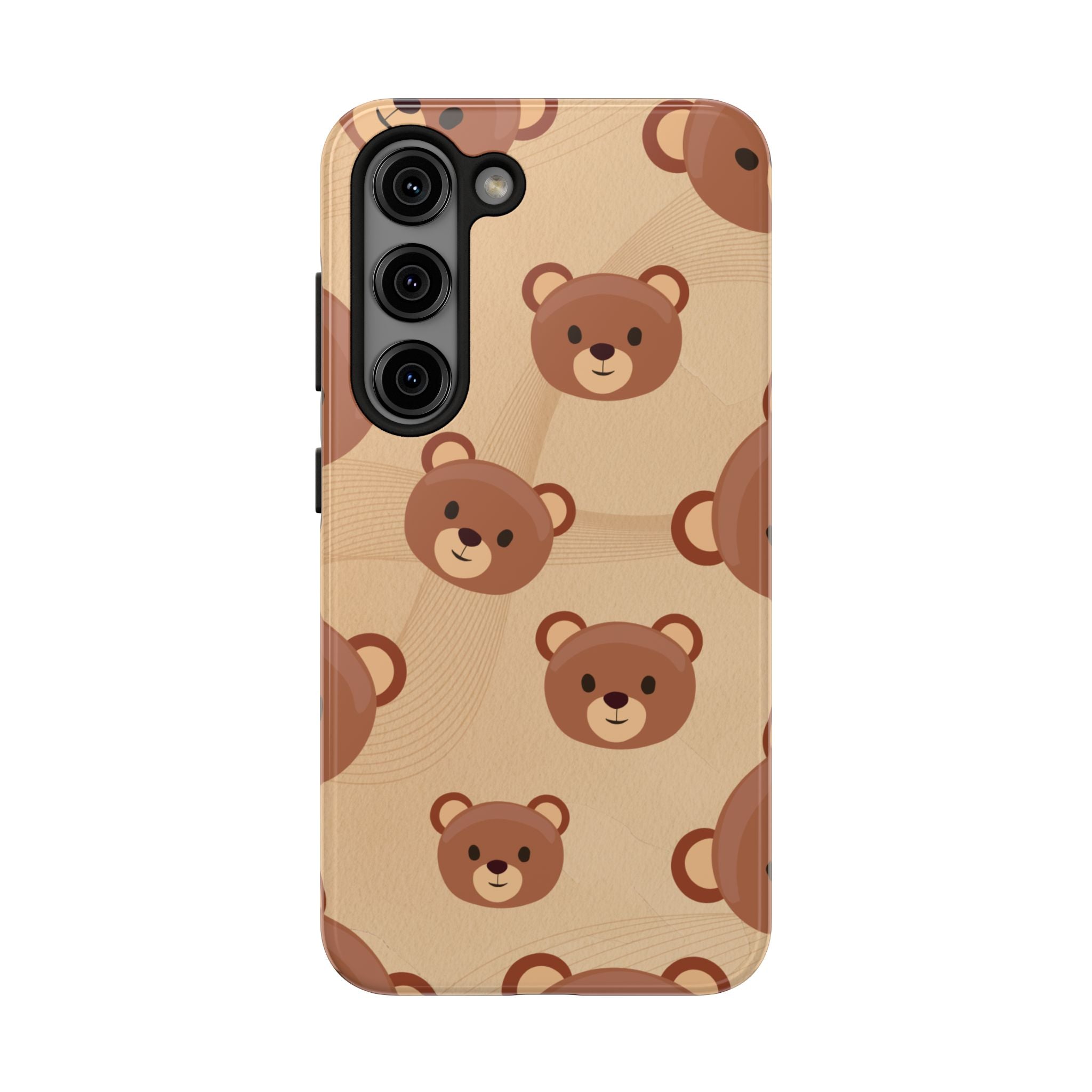 Bear Pattern Tough Phone Case — Cute Brown Bear Protective Phone Cover