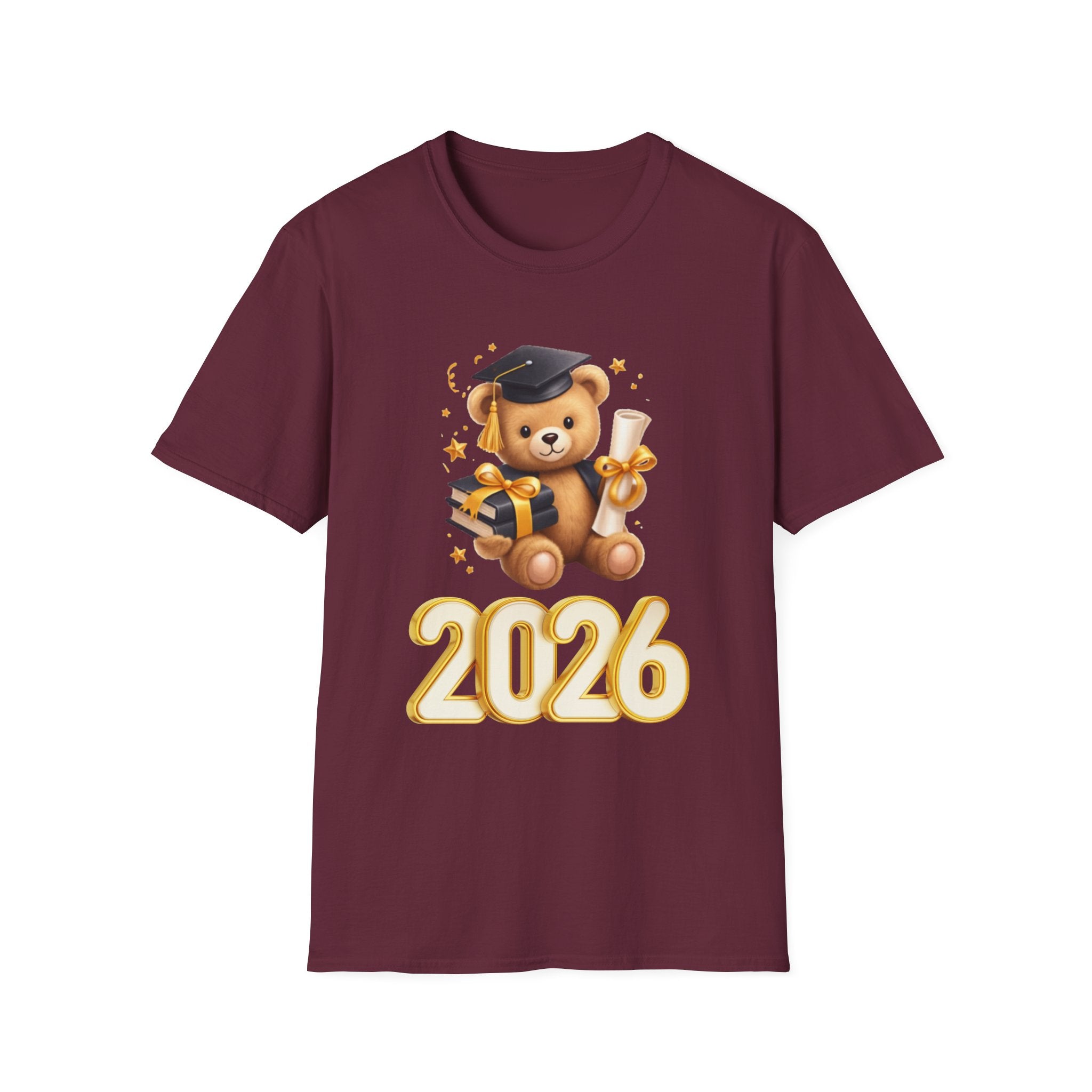 2026 Graduation Bear T-Shirt — Cute Teddy Grad Cap & Diploma Tee