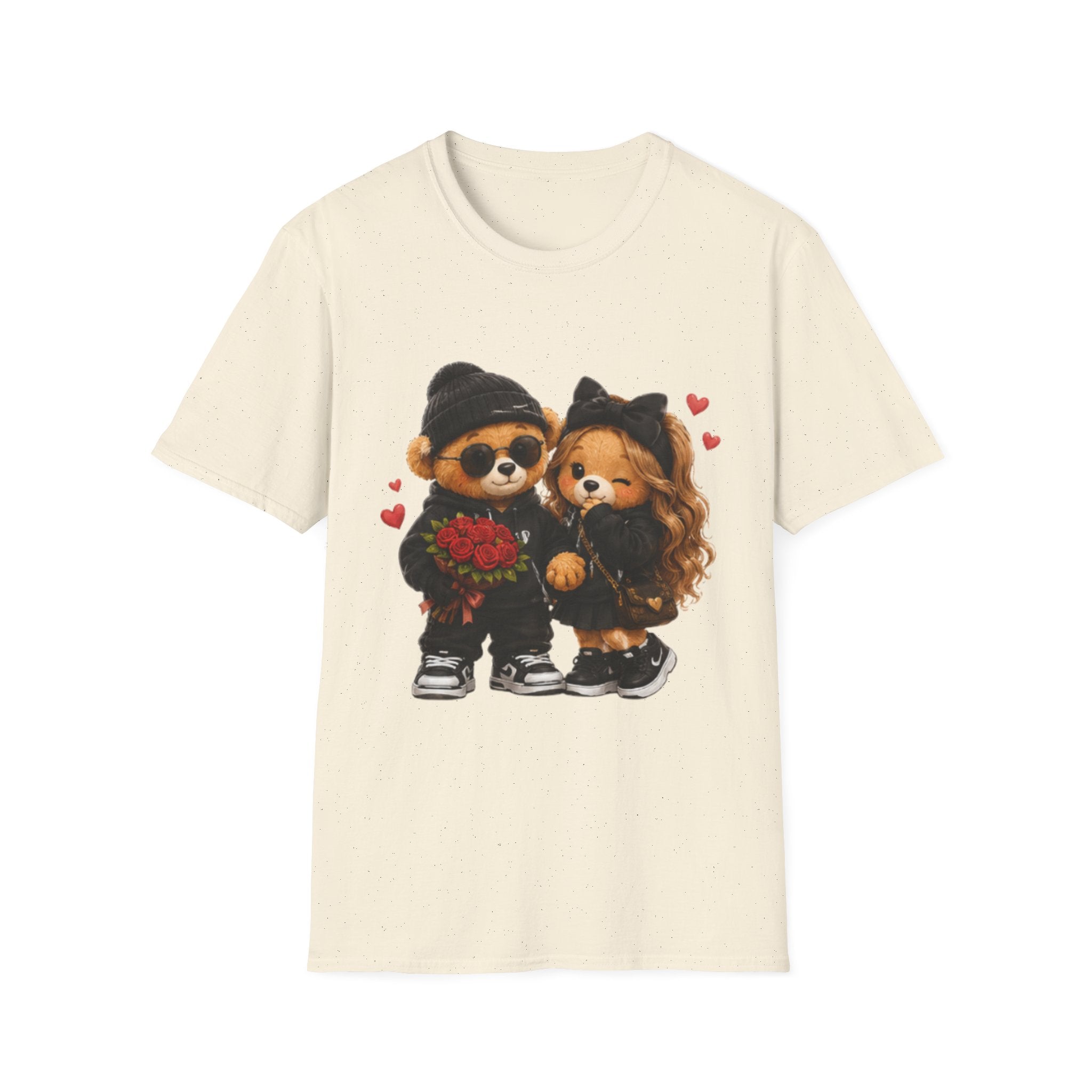 Cute Couple Bears unisex T-Shirt - Romantic Valentine’s Day Graphic Tee with Teddy Pair Holding Roses
