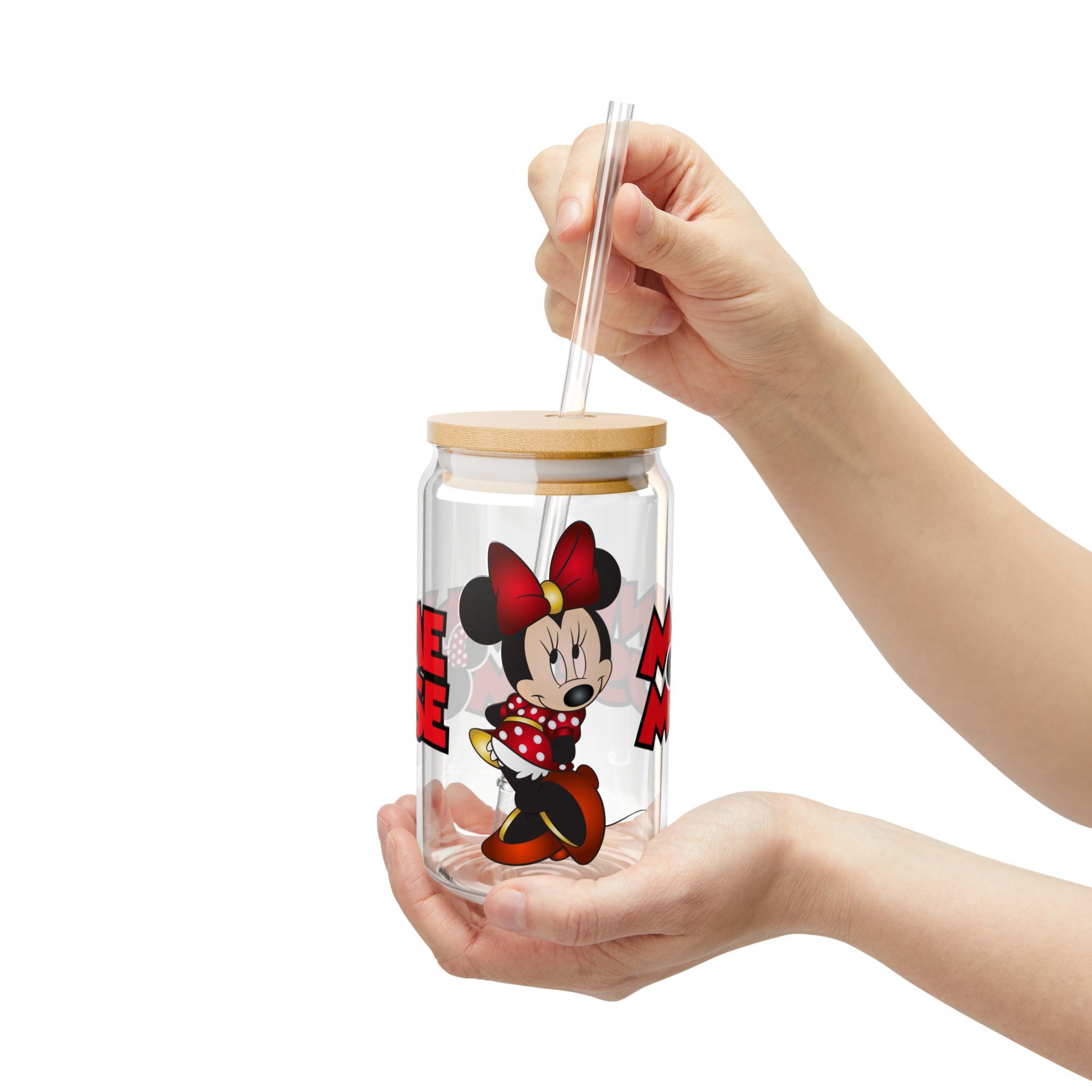 Minnie Mouse 16oz Sipper Glass with Bamboo Lid & Straw