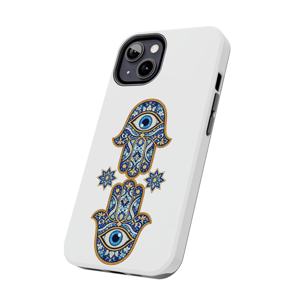 Hamsa Eye Tough Phone Case — Blue Mosaic Protective Phone Cover