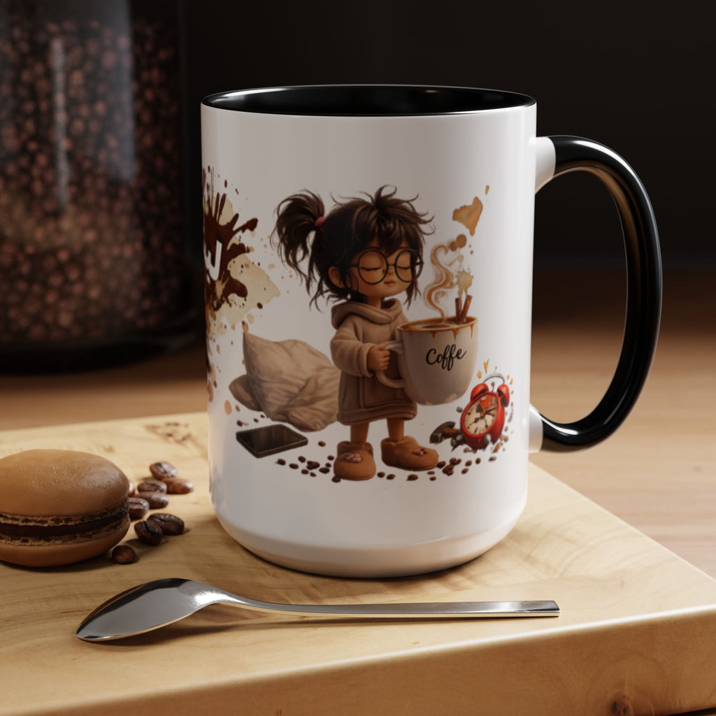 Cute Coffee Girl Accent Mug — Arabic Script Coffee Design (11/15oz)