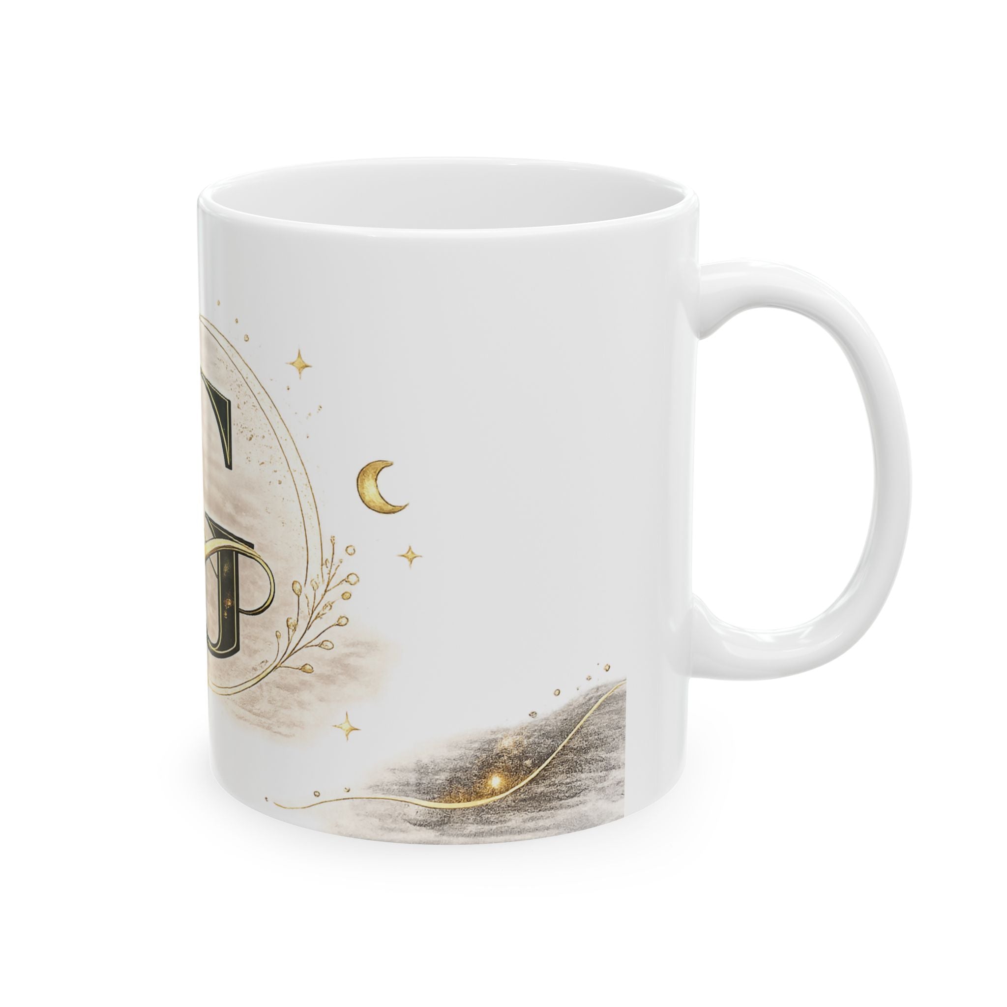 Monogram G Ceramic Mug — Elegant Gold Letter G Coffee Cup