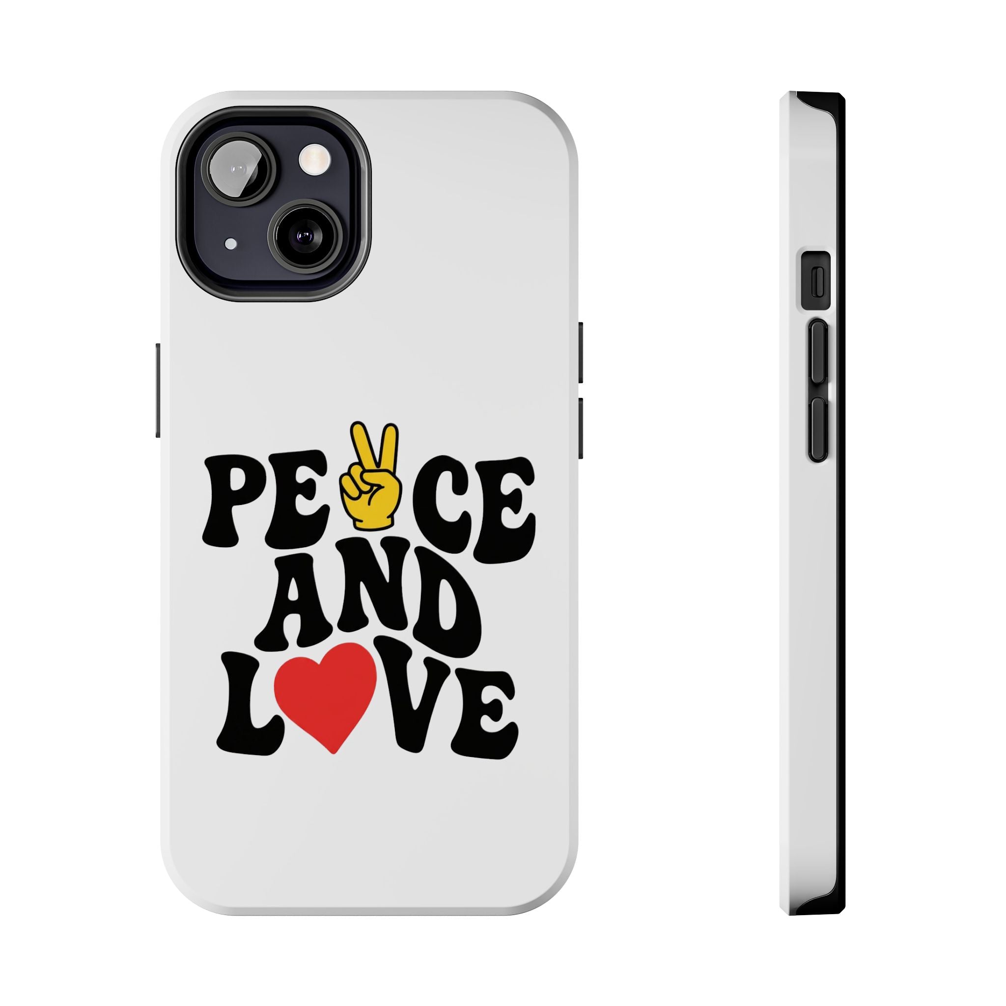 Peace and Love Tough Phone Case — Retro Peace Sign & Heart Protective Cover